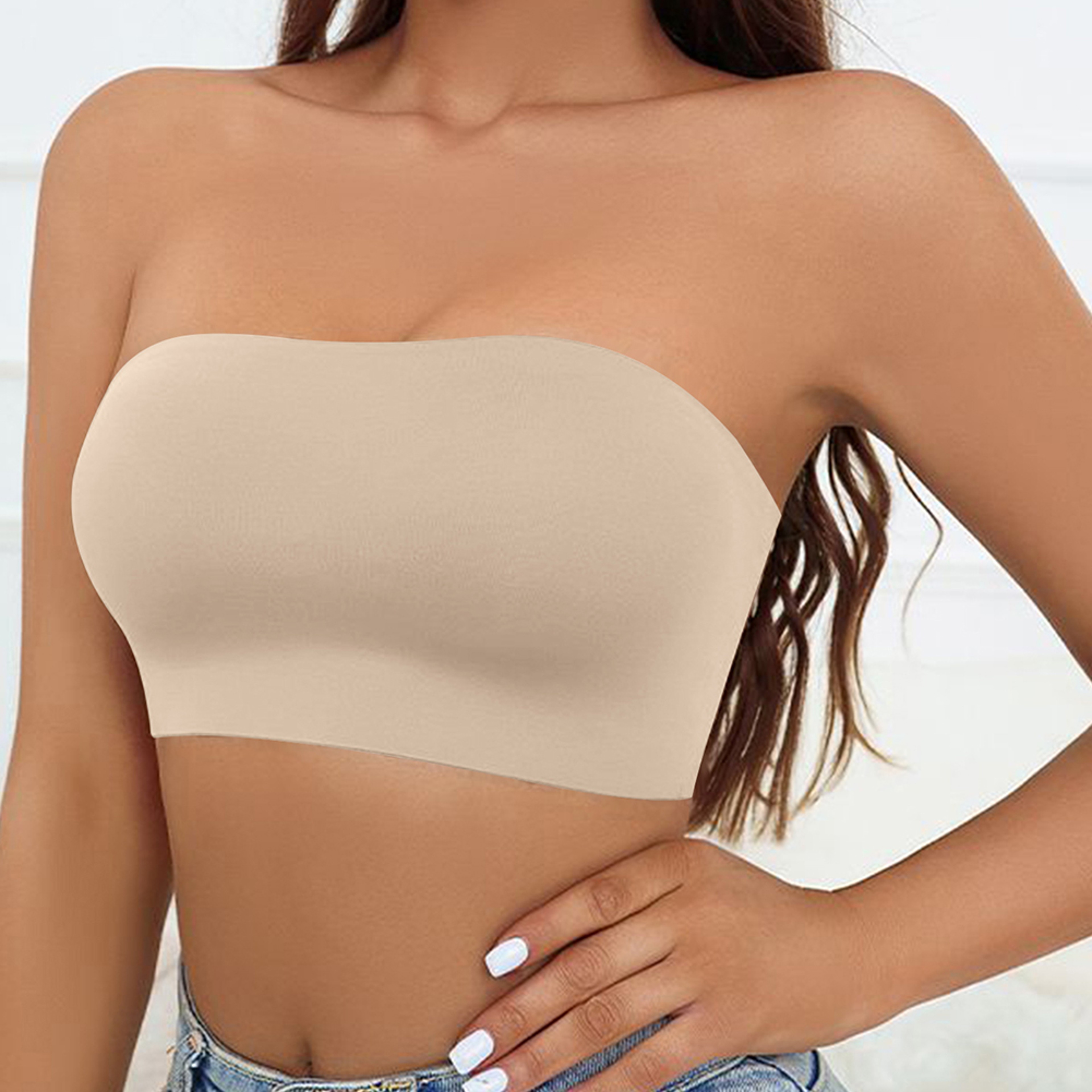 Varsbaby Women Tube Strapless Bra Chest Wrap Bandeau Unlined Seamless Comfortable Underwear Top 0