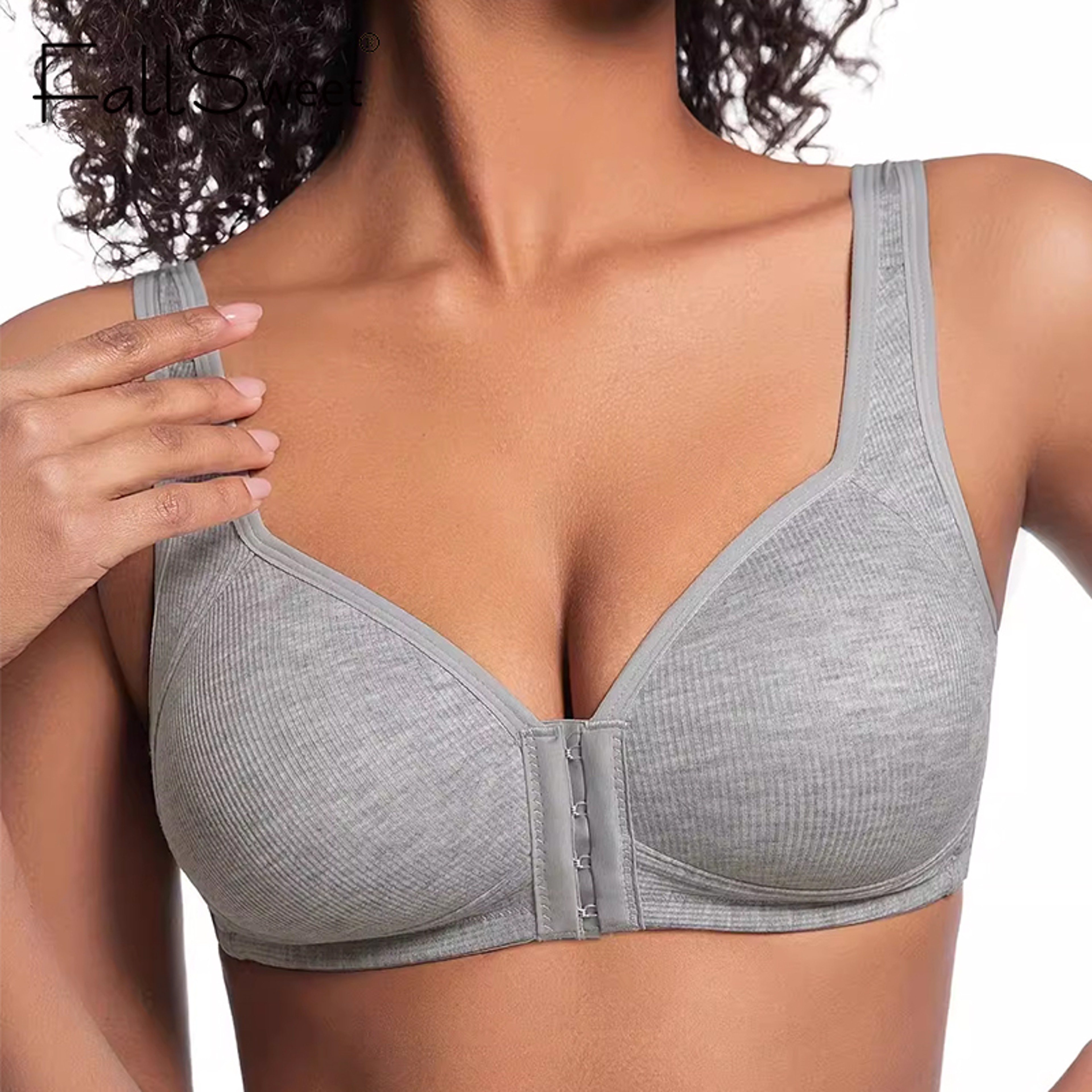 FallSweet WireFree Front Closure Bra For Women Seamless Full Coverage Bra Fixed Cups Large Size Com 0