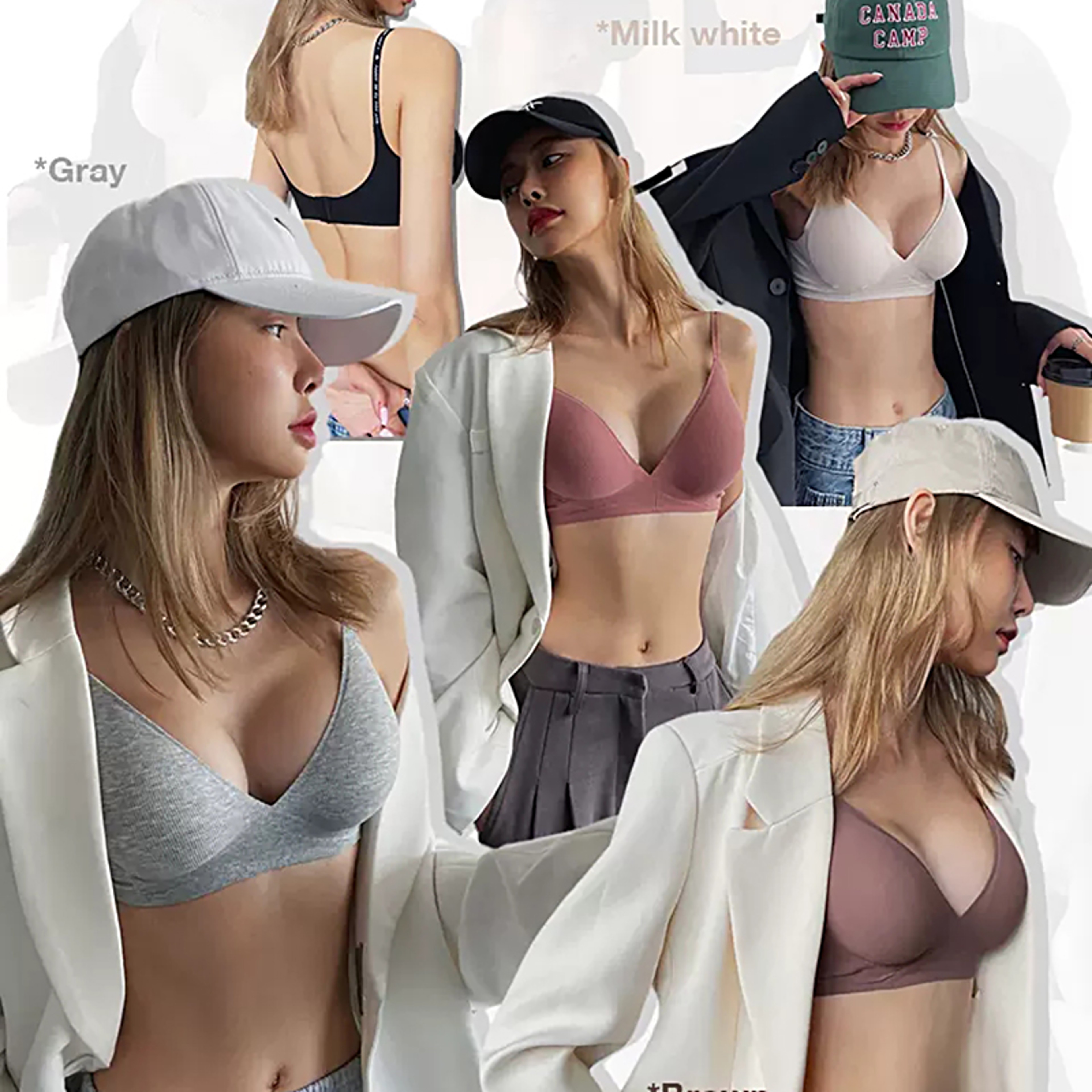 Women Wireless Bra Deep V Padded Bralette Trendy Stripe Knitting Sexy Solid Underwear Brassiere 1