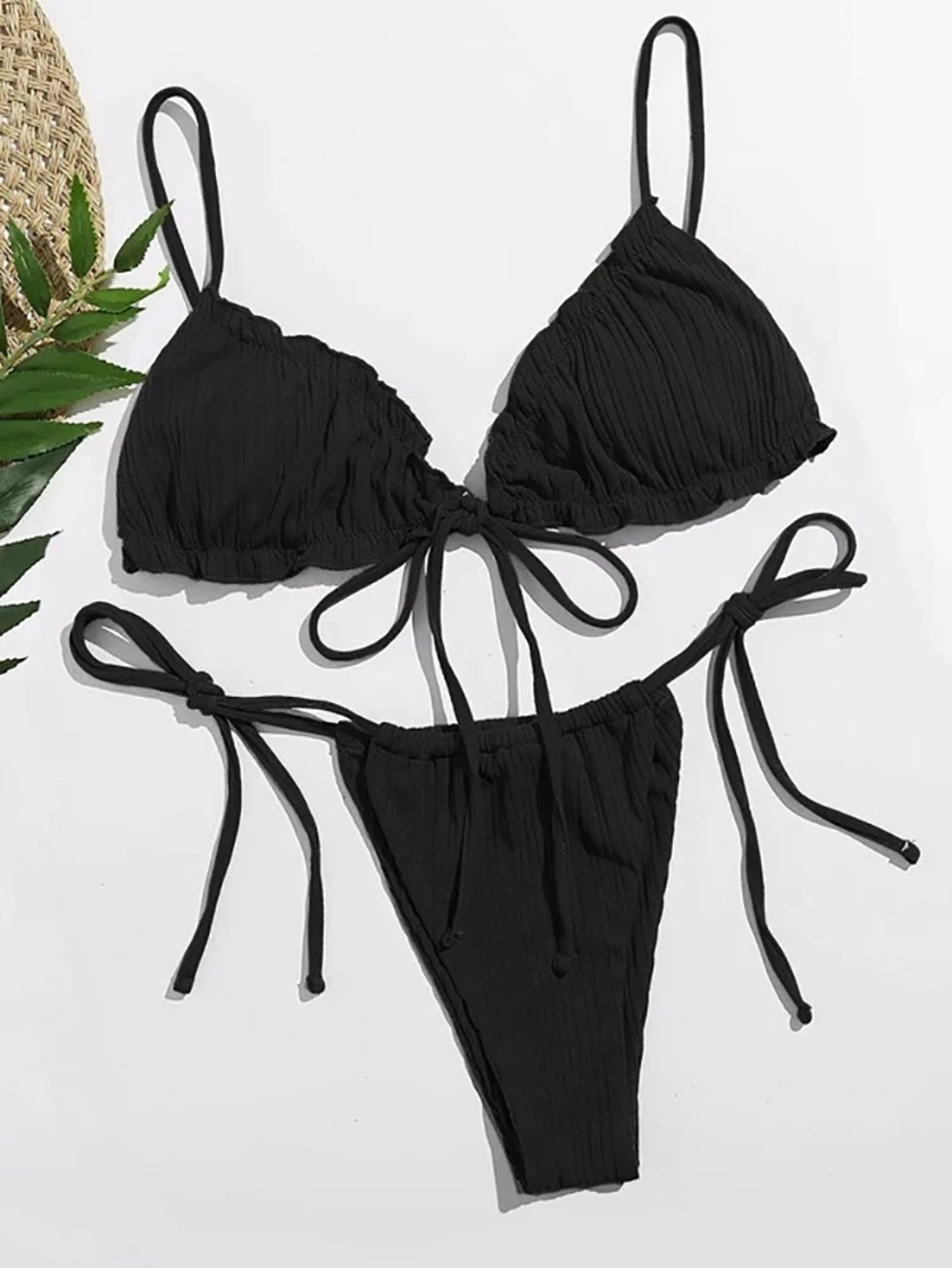 Sexy Swimsuit Pit Stripe Bikini, Women Swimwear Bathing Suits, Push Up Biquinis, Bandage Beachwear Solid Sets – view 13
