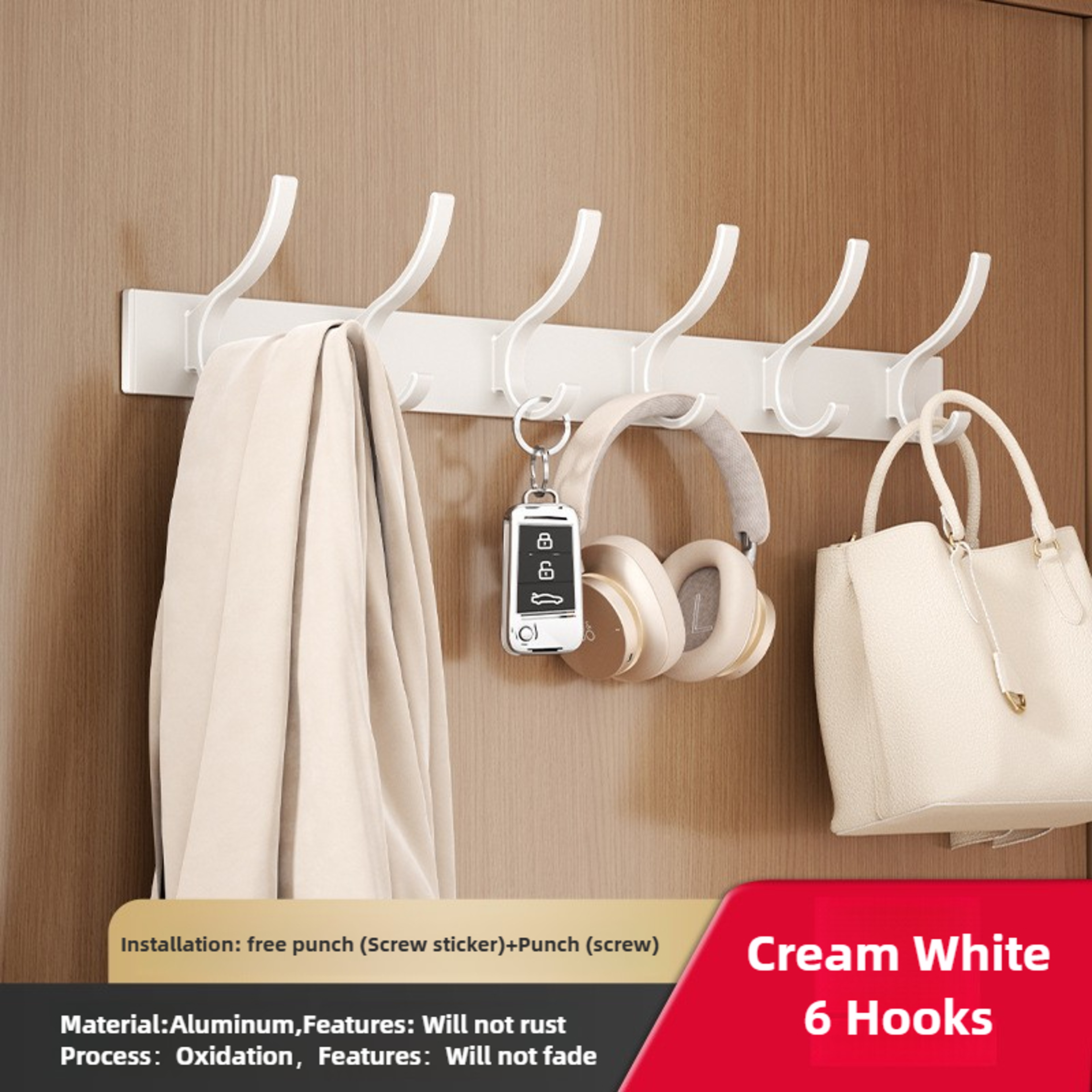 Black White Folding Robe Hook, Towel Hanger Nail Free, Wall Rack Hook, Coat Clothes Holder, Bathroom Kitchen Accessories – view 11
