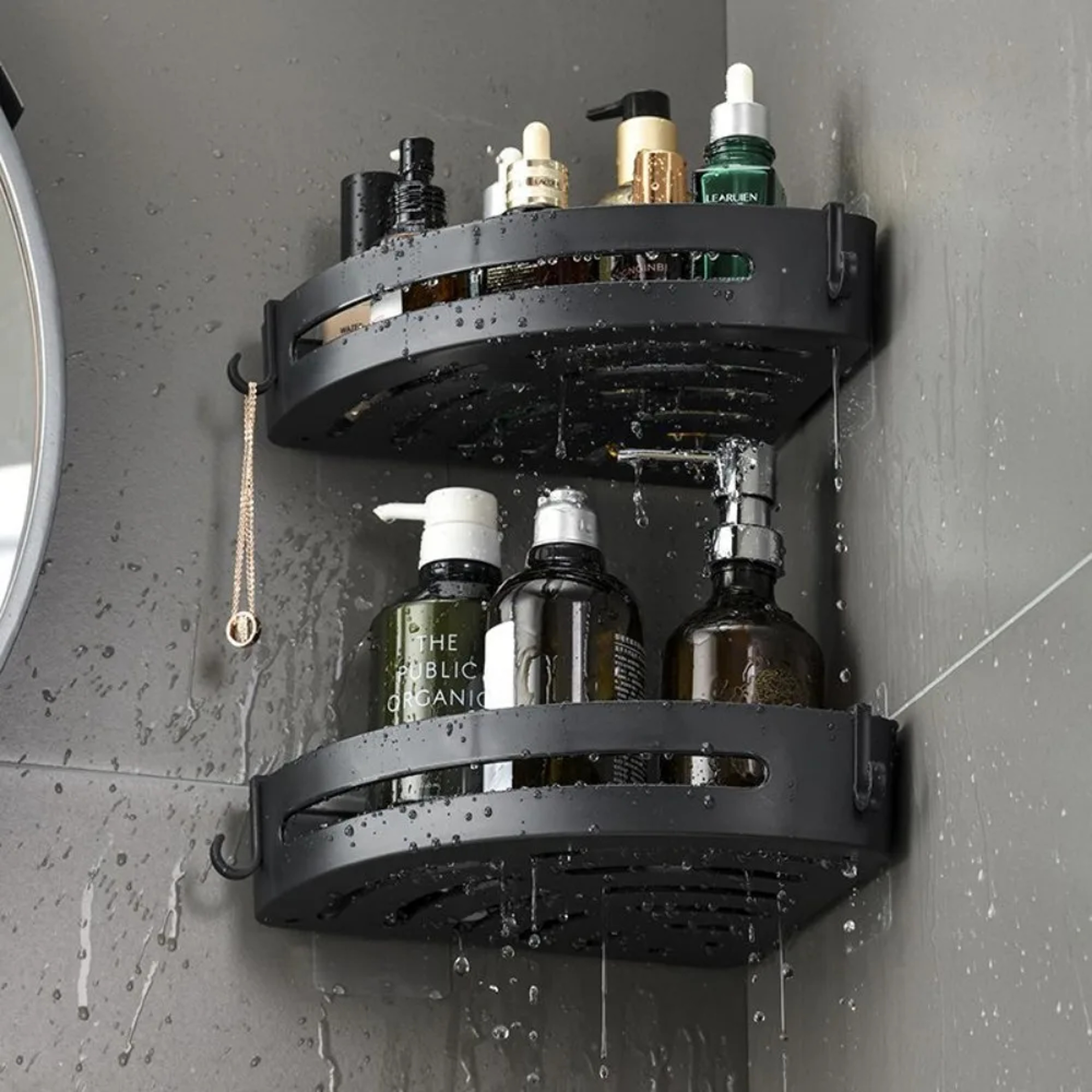 Adhensive Bathroom Shampoo Holder No Drill Shower Caddy Shelves Corner Towel Holder Storage Shelves 5