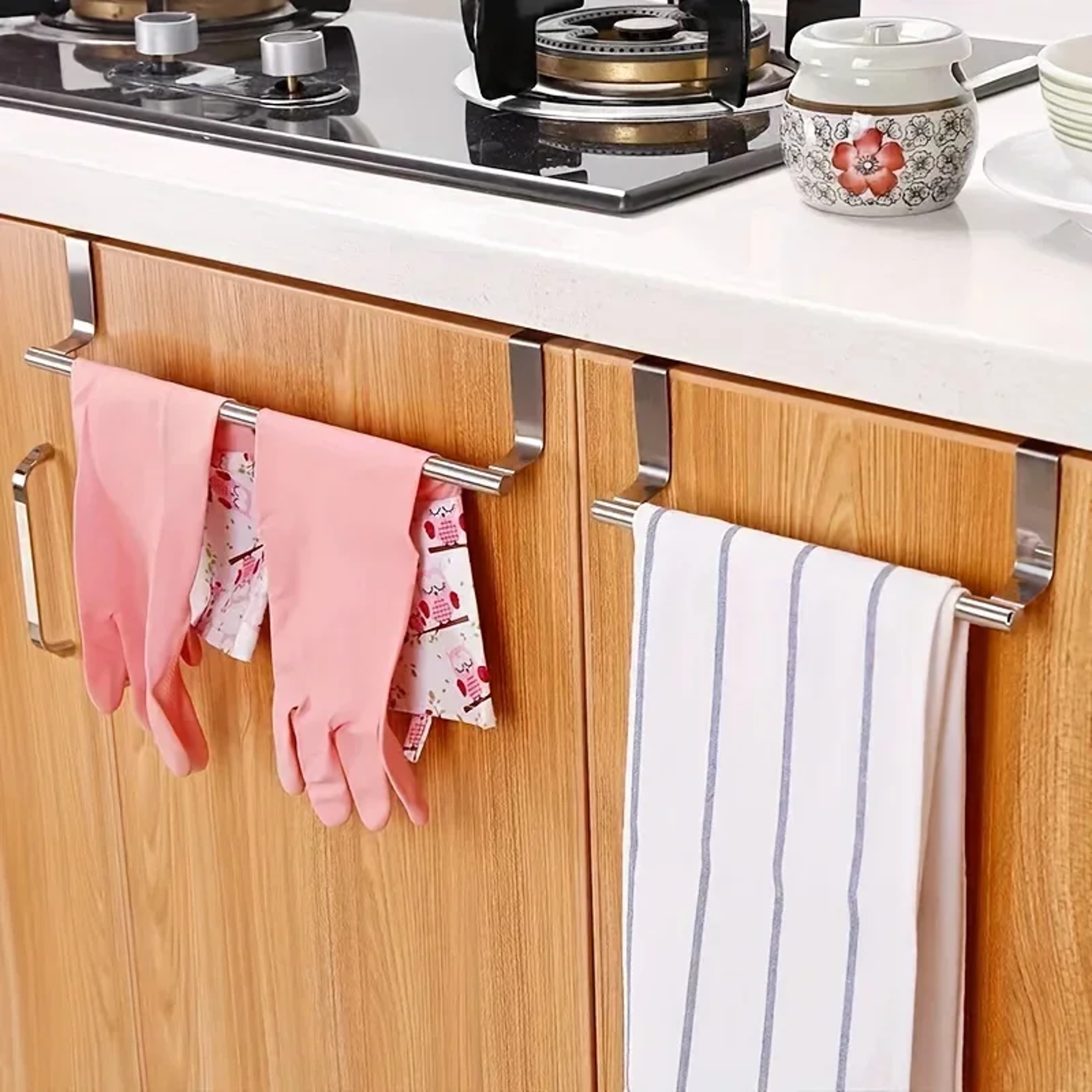 Towel Rack Over Door Stainless Steel Towel Bar NonDrilling Bathroom Kitchen Hanging Holder 1