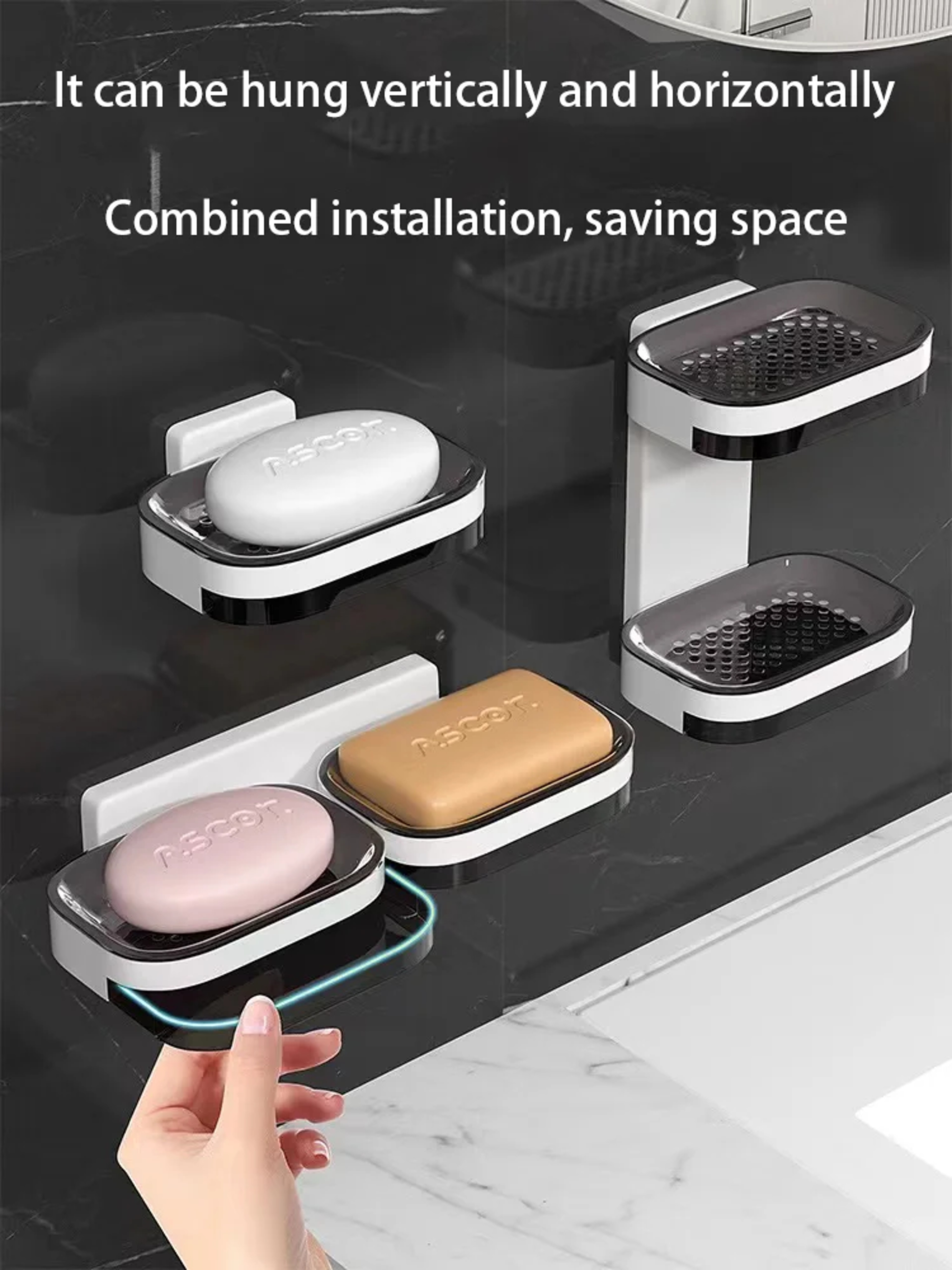 Perforated Wall Mounted Double Layer Storage, Double Layer Drainage Bathroom Storage Rack, Soap Rack, for Household Use – view 2
