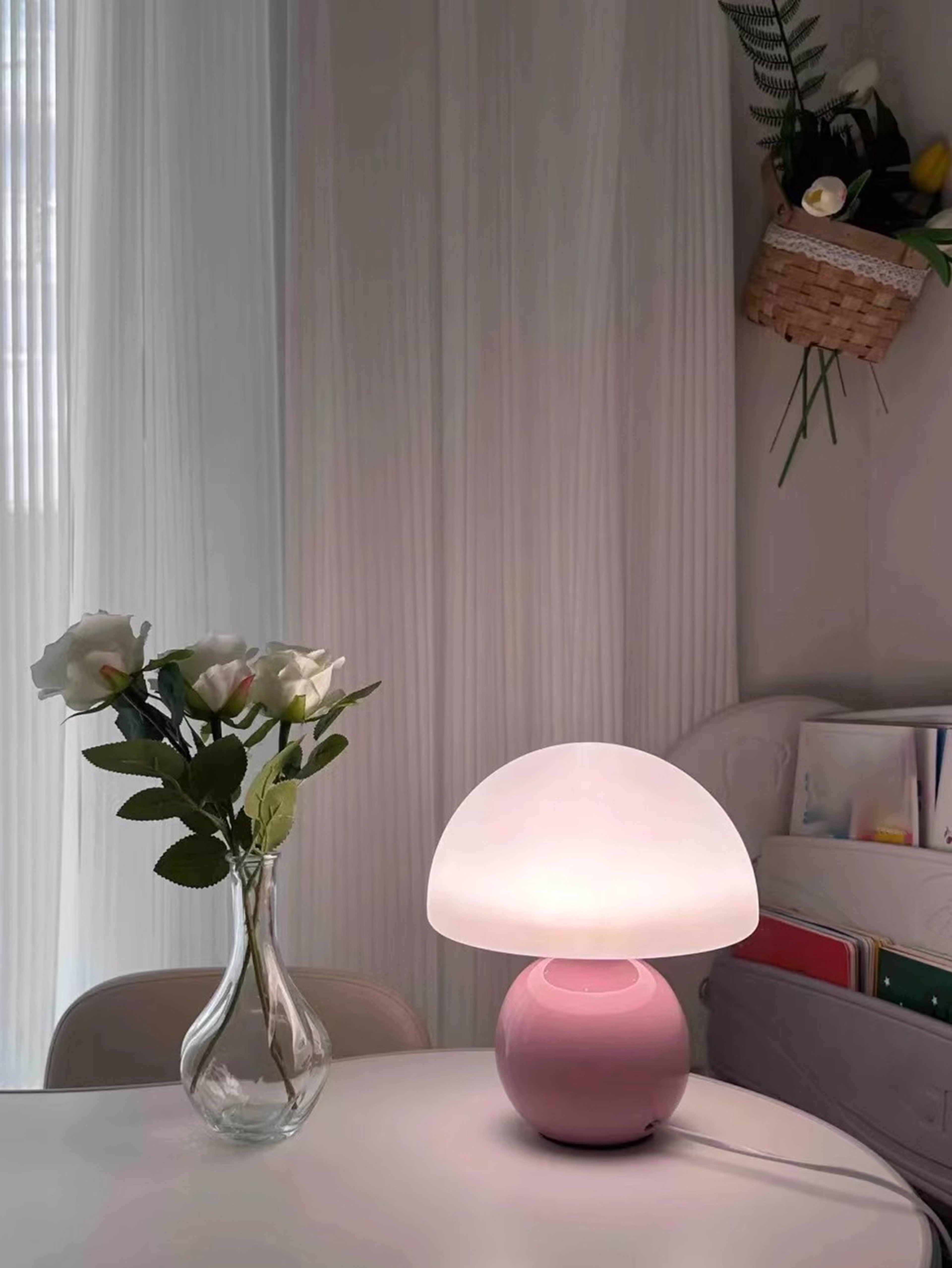USB Socket Decorative Table Lamp, Pink/Orange/Red/White Beige Room Light, Night Light, Desk Light for Home – view 1
