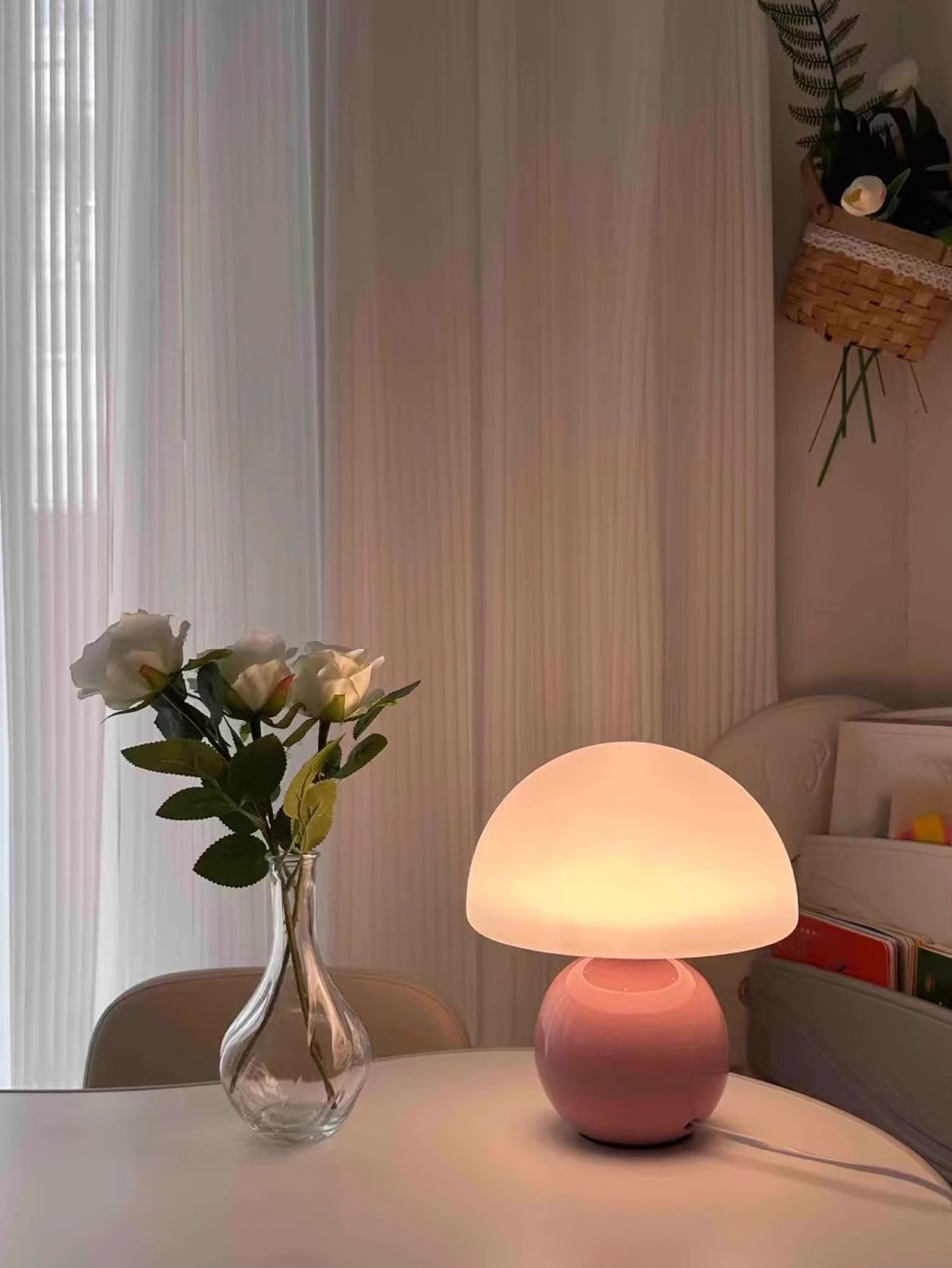 USB Socket Decorative Table Lamp, Pink/Orange/Red/White Beige Room Light, Night Light, Desk Light for Home – view 6