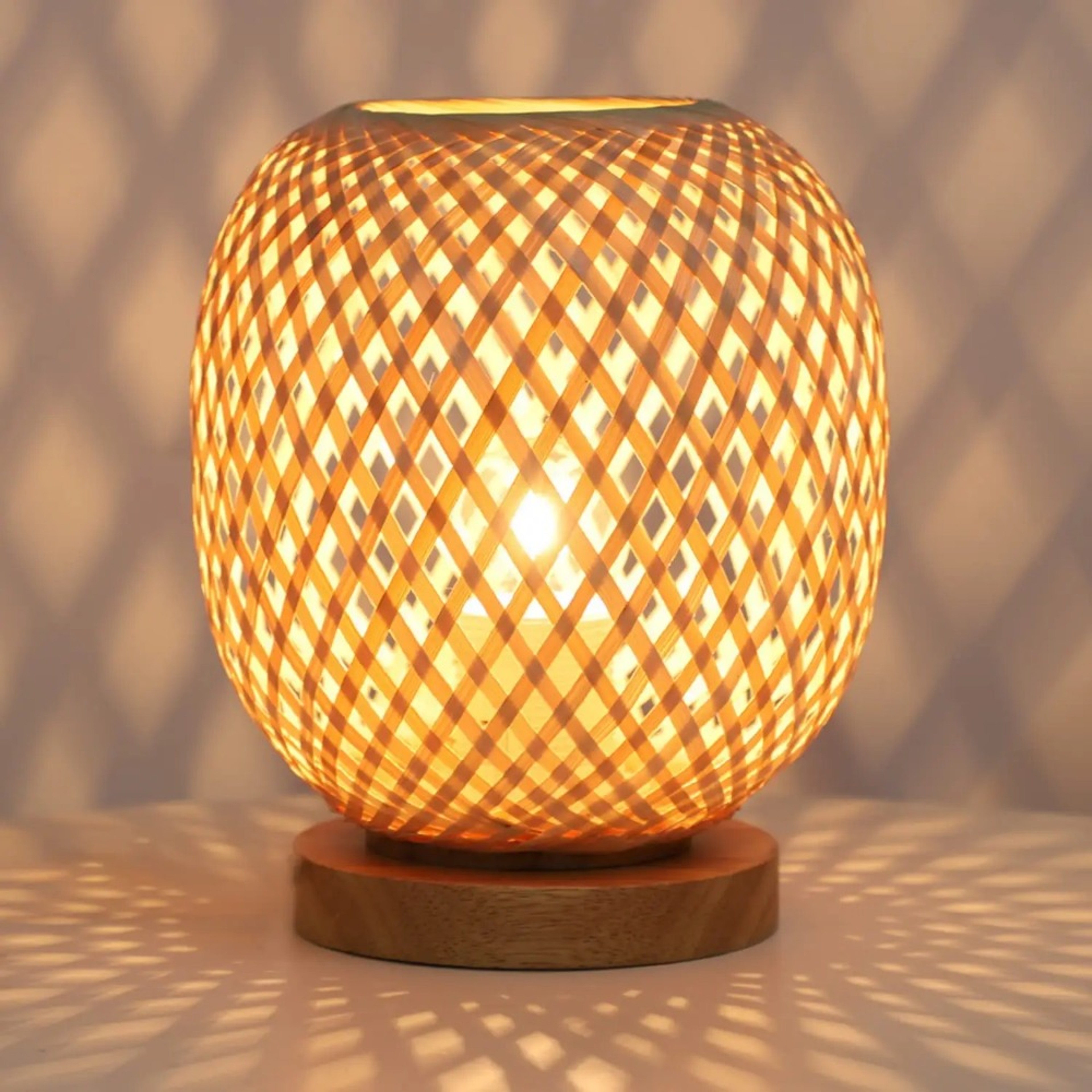 Bohemian Hand-woven Bamboo Table Lamps, Vintage Vine Rattan Decorative Lights for Study, Teahouse, Bedside – view 7