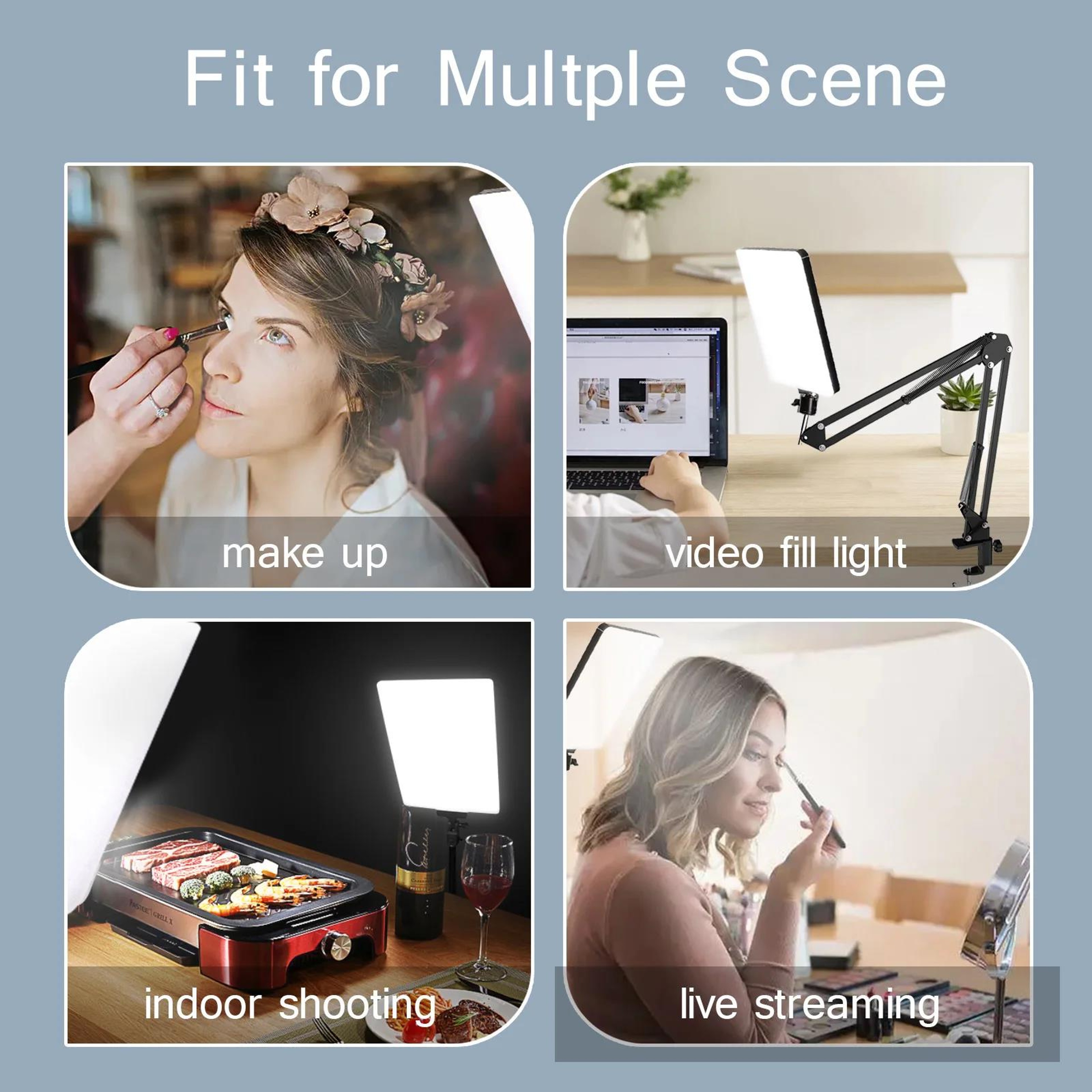 LED Photography Light with Scissor Arm Stand, Selfie Light for Zoom, YouTube Live Streaming, Conference Lighting Photo – view 6