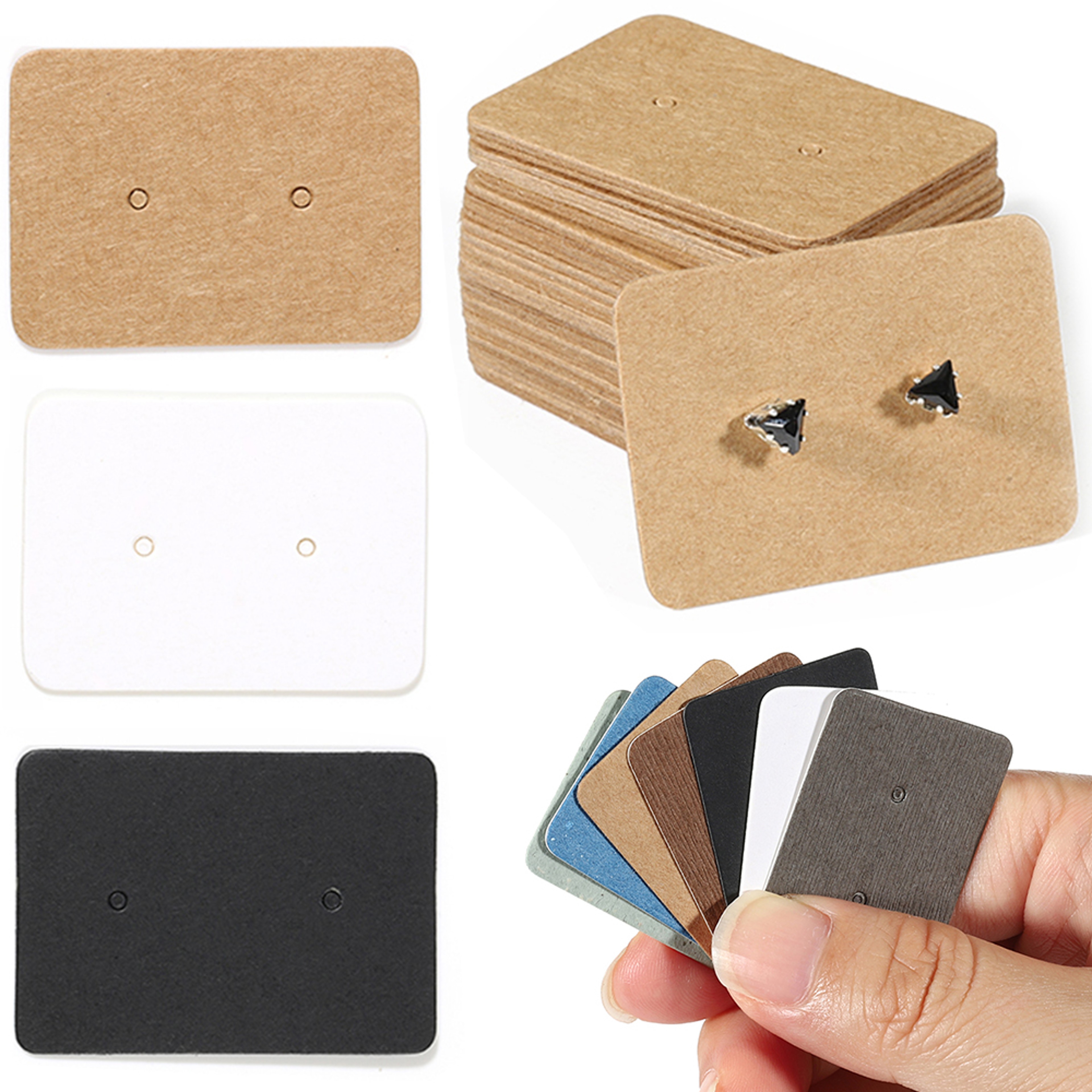 Earring Display Cards for Women, Kraft Paper Jewelry Packaging, Handmade Earring Studs Price Tags – view 1