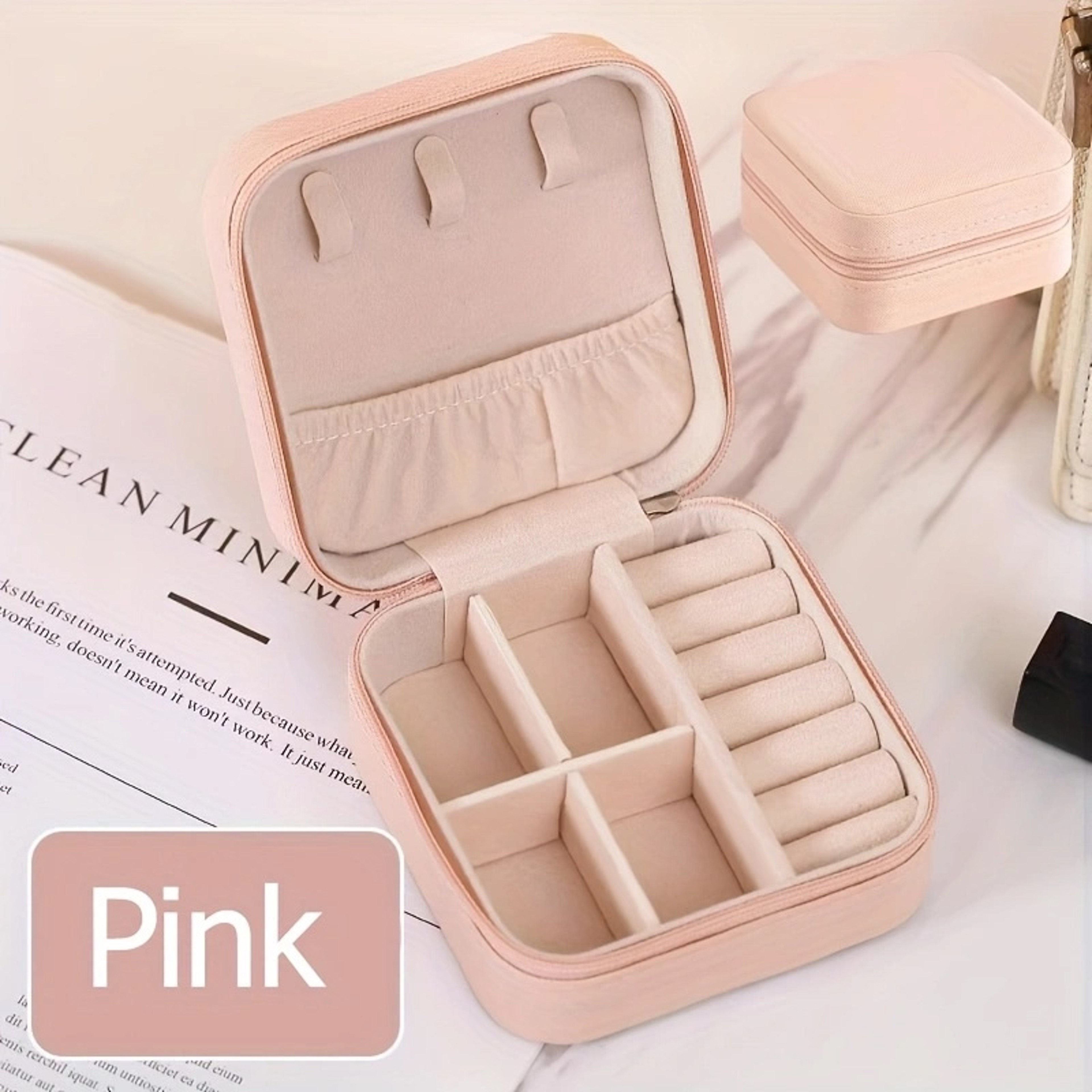 Heart Shaped Jewelry Box, Portable Zipper Jewelry Organizer, Exquisite Travel Ring & Necklace Box, Perfect Valentine Day – view 11