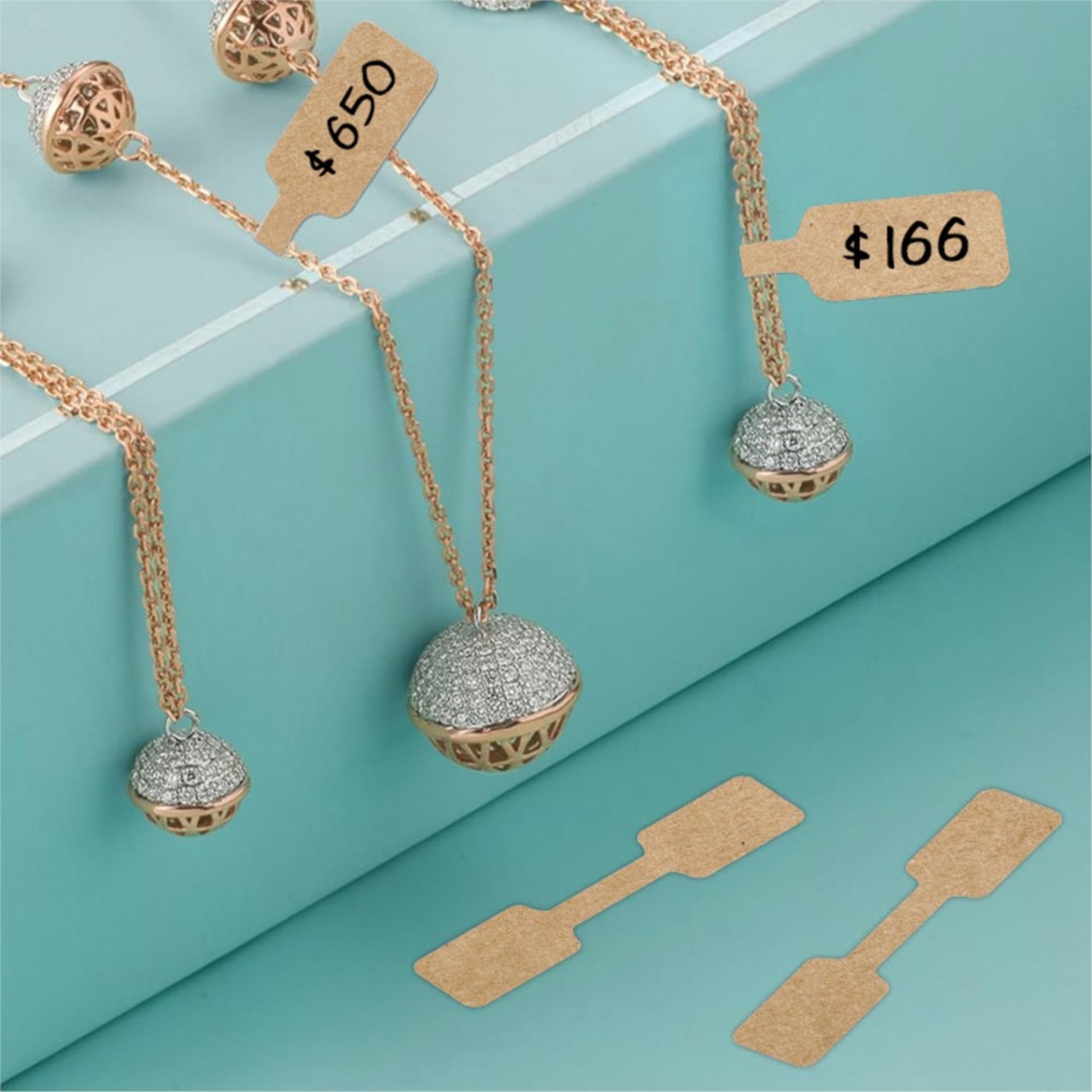 Roll Blank Paper Price Tags, Portable Self Adhesive Stickers for Jewelry Hangtags, Necklace Ring Display Packaging – view 5