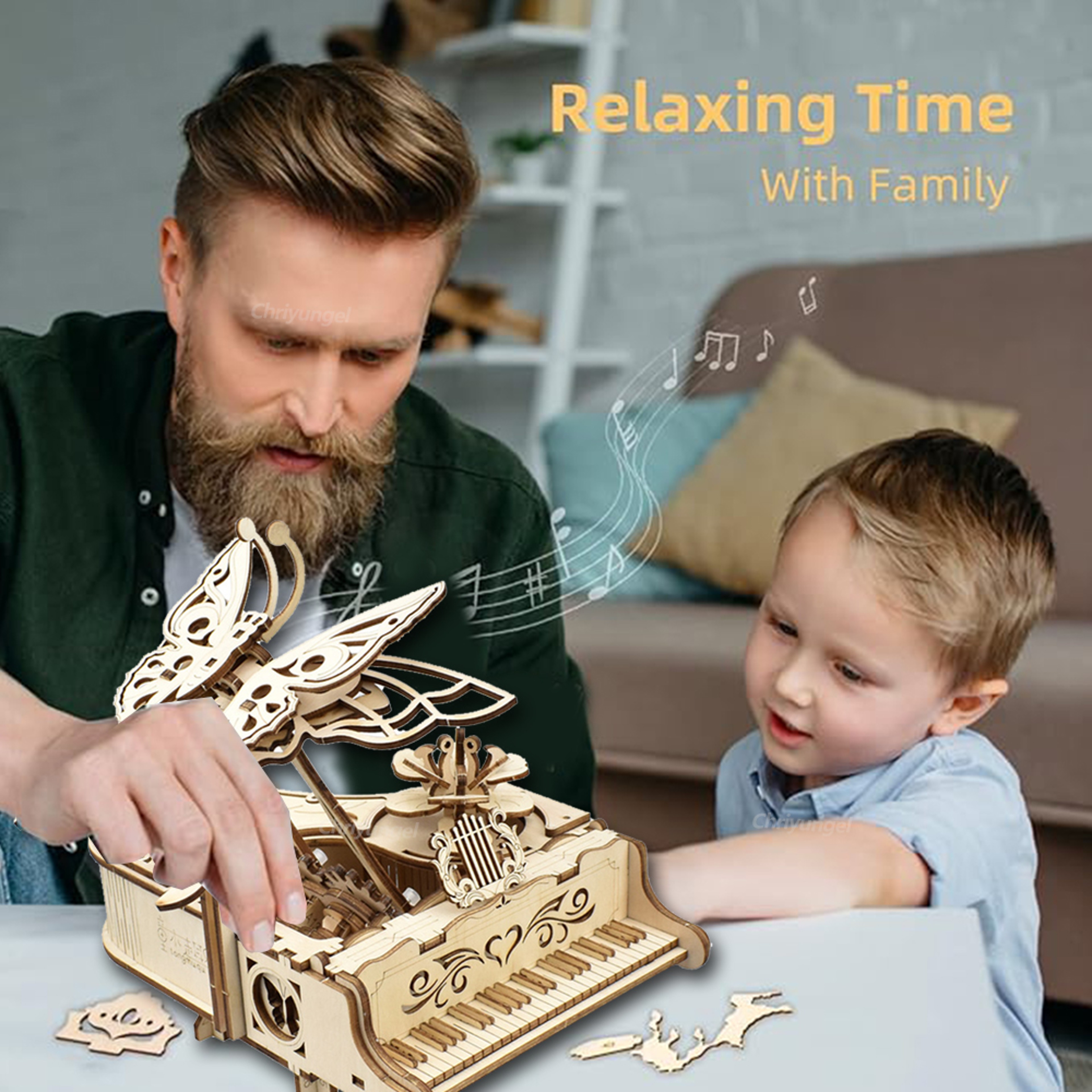 Wooden Puzzle Music Box Piano Model Kit, DIY Assembly Musical Instrument Building Kits, Home Decor Crafts Gift for Adult – view 4