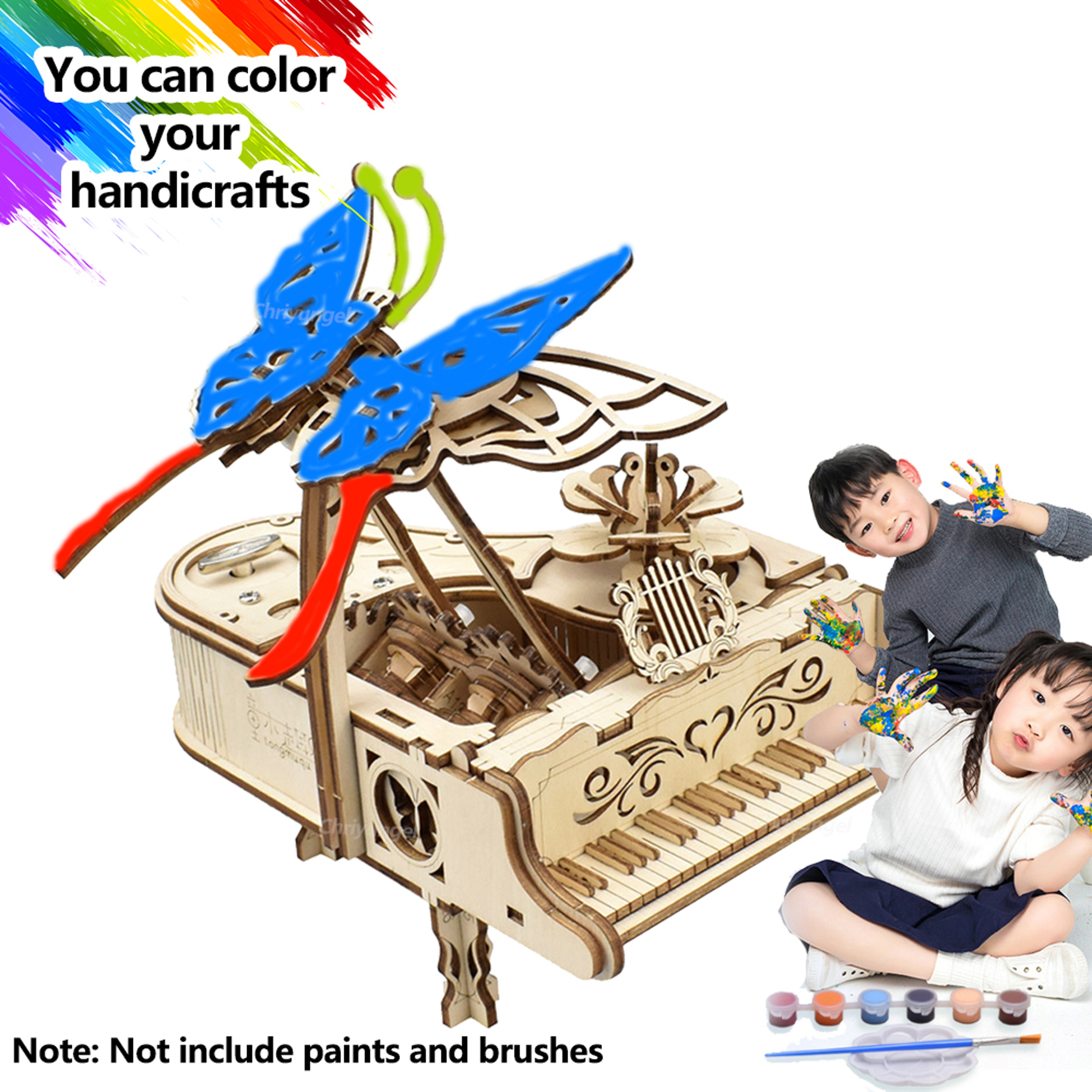 Wooden Puzzle Music Box Piano Model Kit, DIY Assembly Musical Instrument Building Kits, Home Decor Crafts Gift for Adult – view 5
