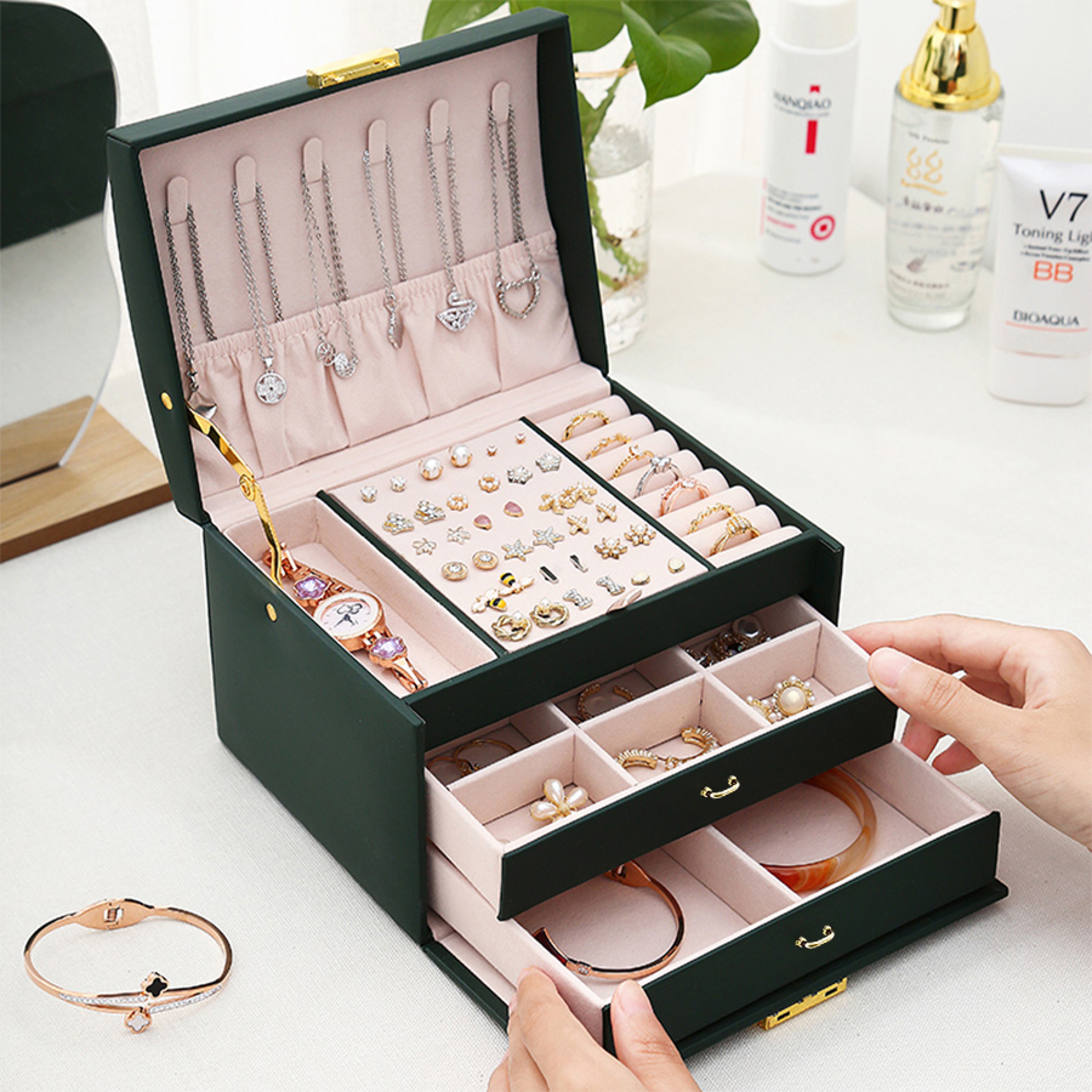 Lock Arch Three-Layer Jewelry Box, Jewelry Storage Box for All Jewelry Types – view 2