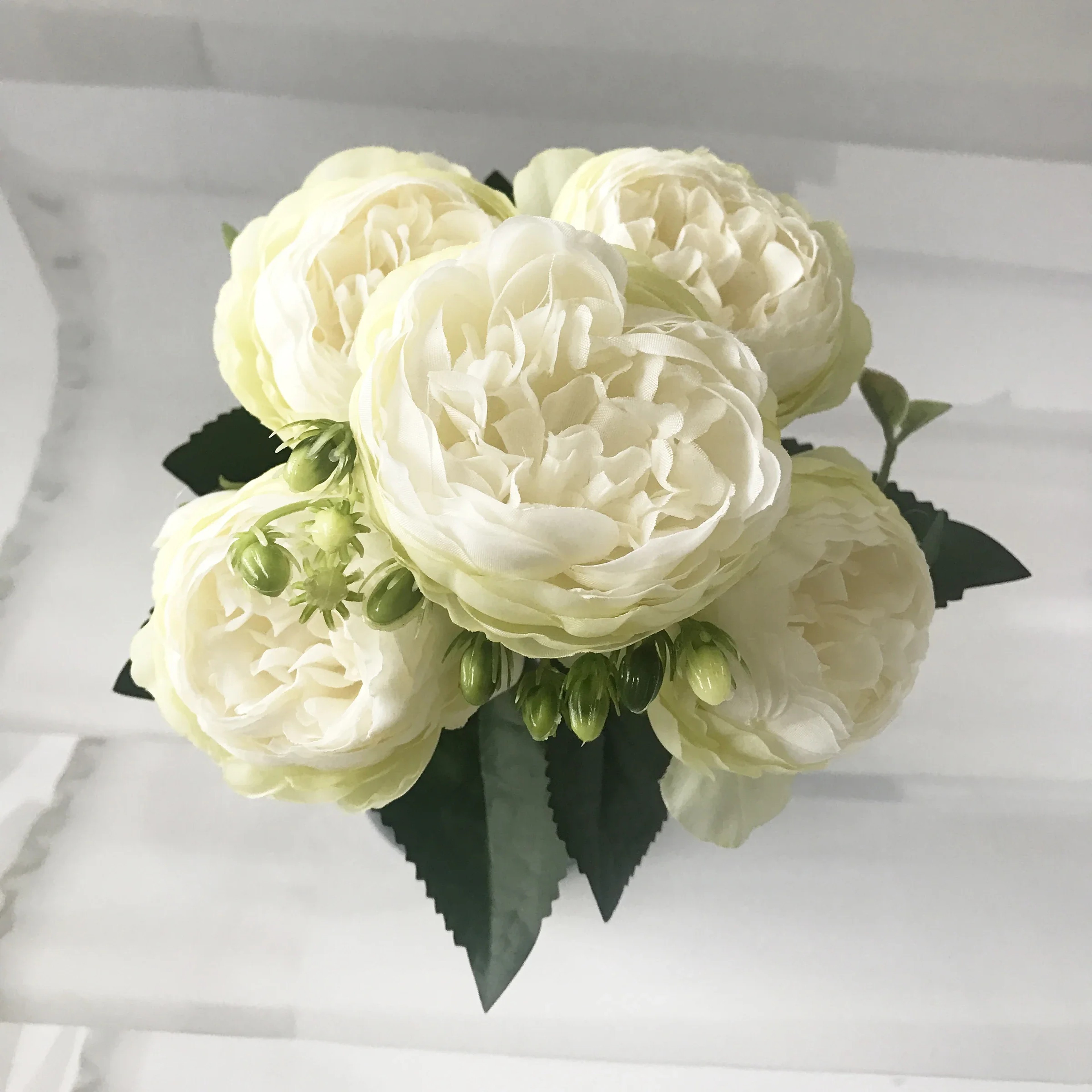 Rose Pink Silk Peony Artificial Flowers Bouquet, Big Head and Bud, Fake Flowers for Home and Wedding Decoration – view 18