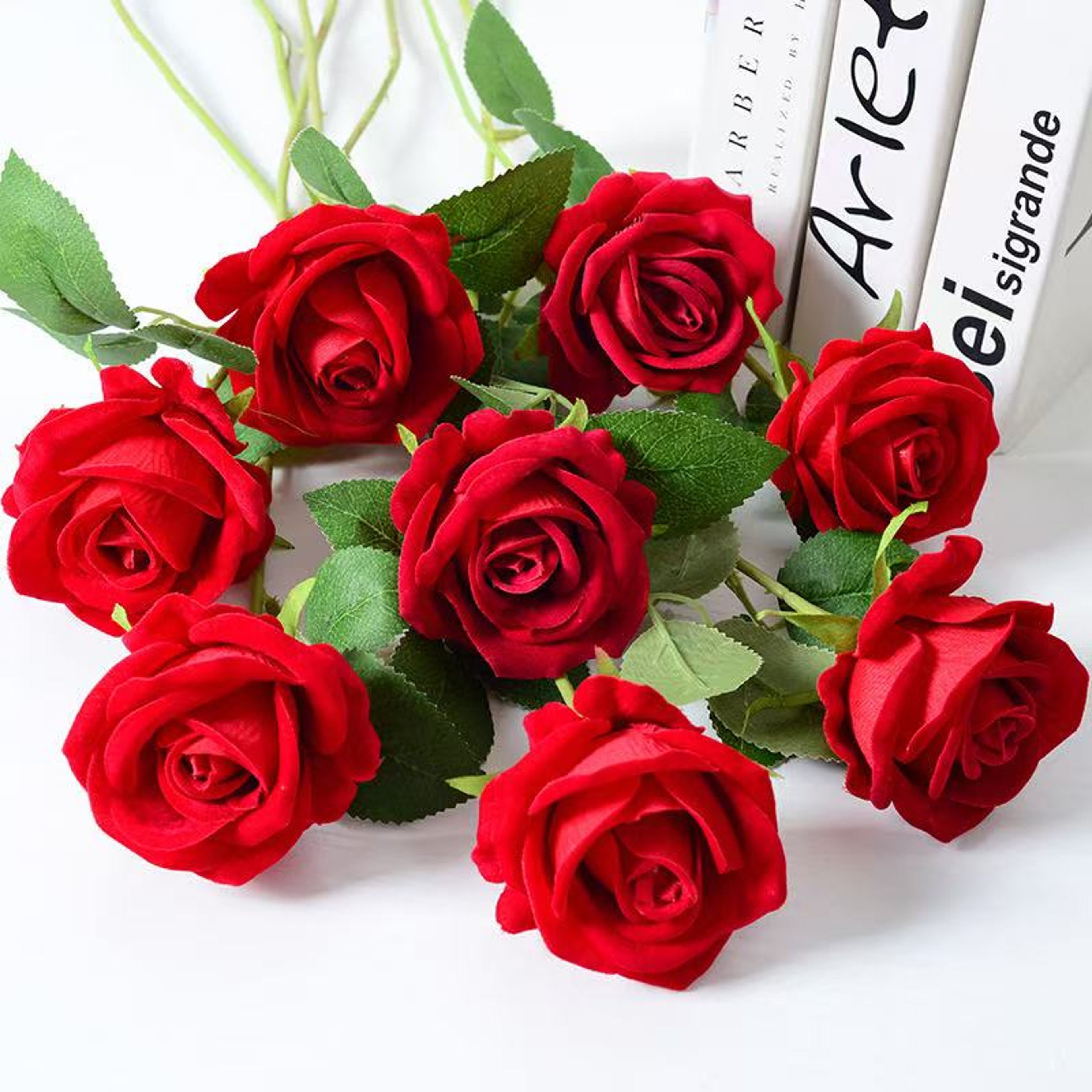 Artificial Red Roses, Realistic Fake Rose Branch for Wedding Home Decor, Roses Artificial Flowers for Floral Arrangement – view 24