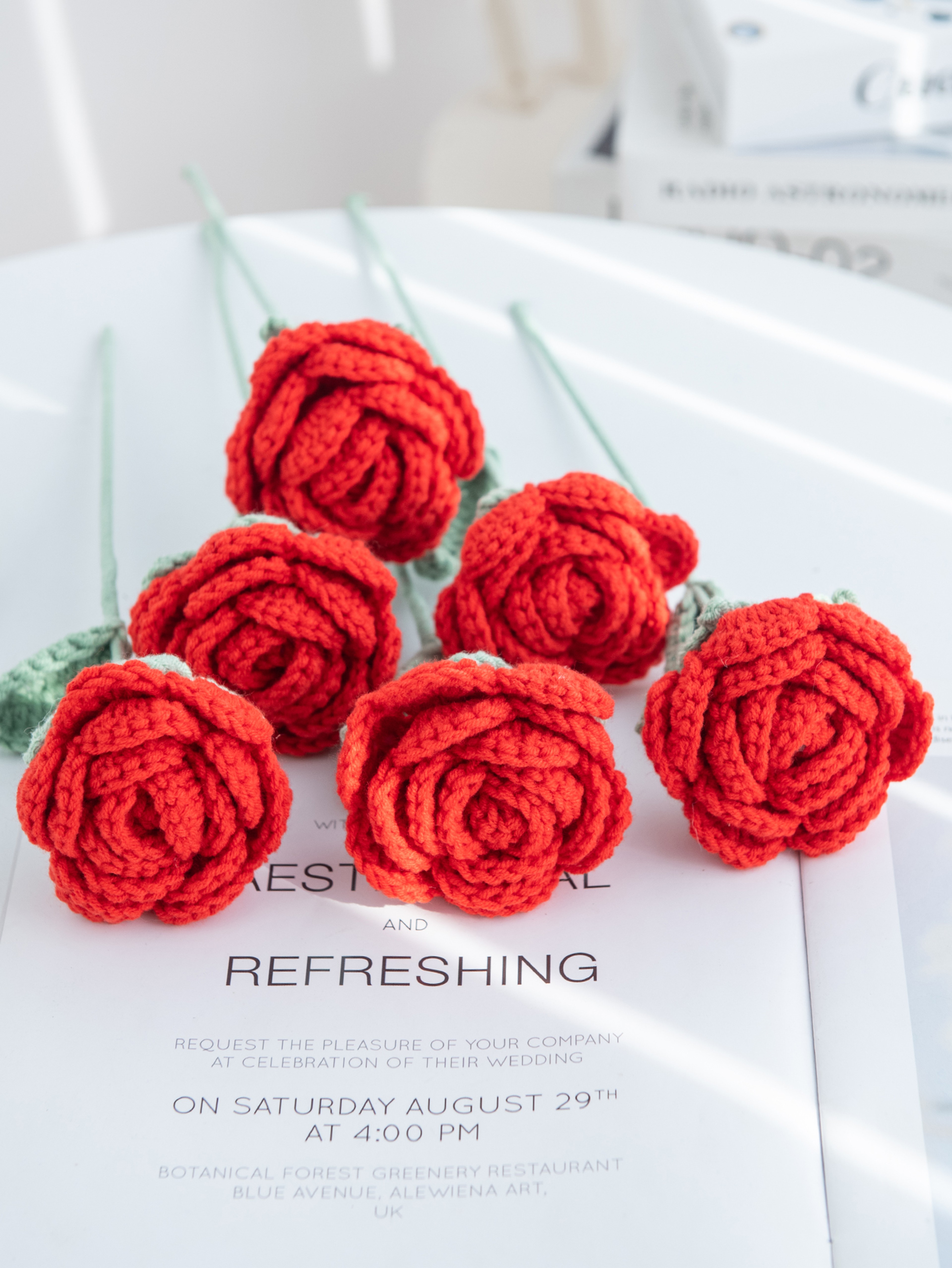 Artificial Handmade Crochet Rose, Wedding Bridal Bouquet, Outdoor Garden Arch, DIY Gift Box, Home Bonsai, Party Decor – view 1