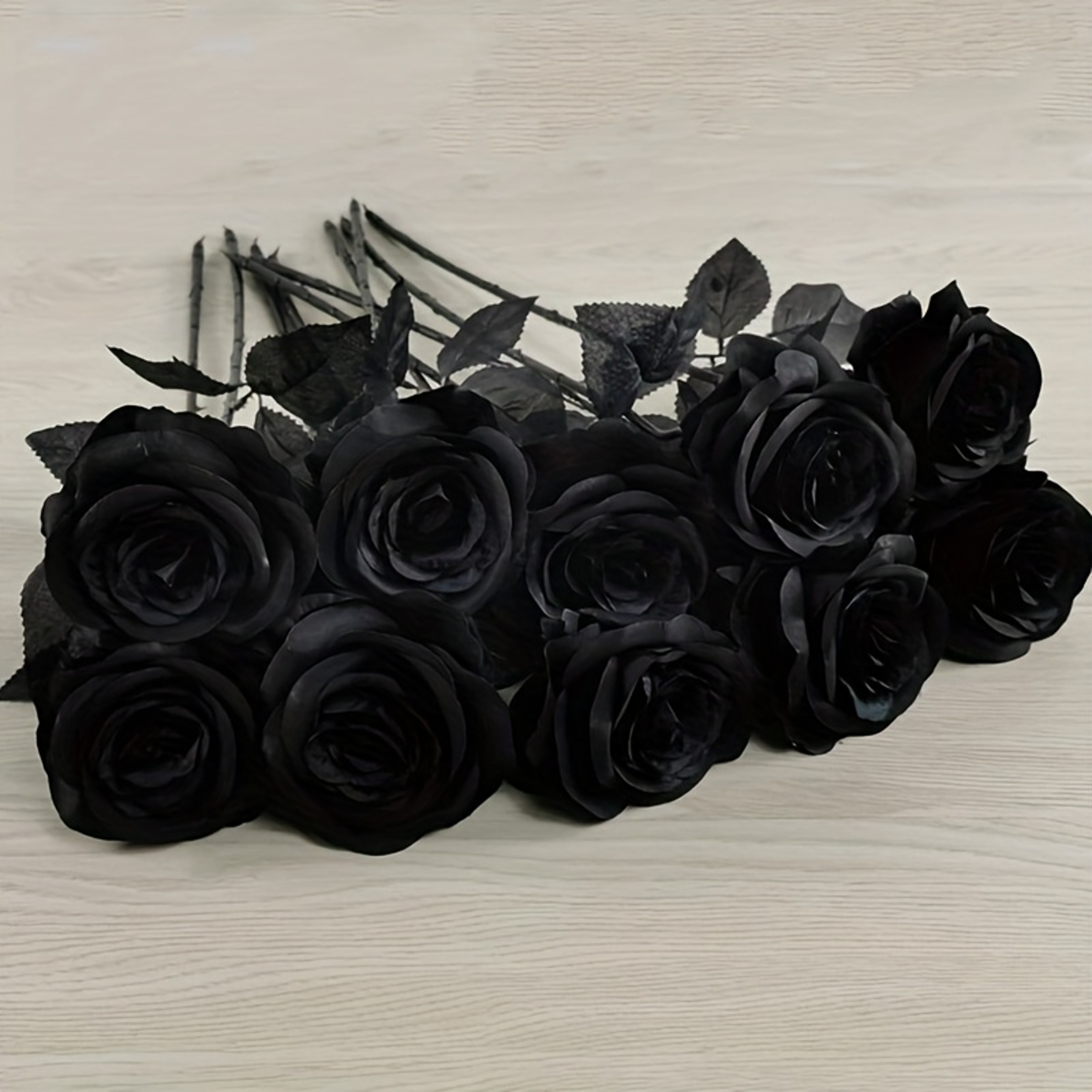 Artificial Black Roses Fake Flowers, Long Stem for Halloween, Wedding Party, Tabletop Home Decor – view 1