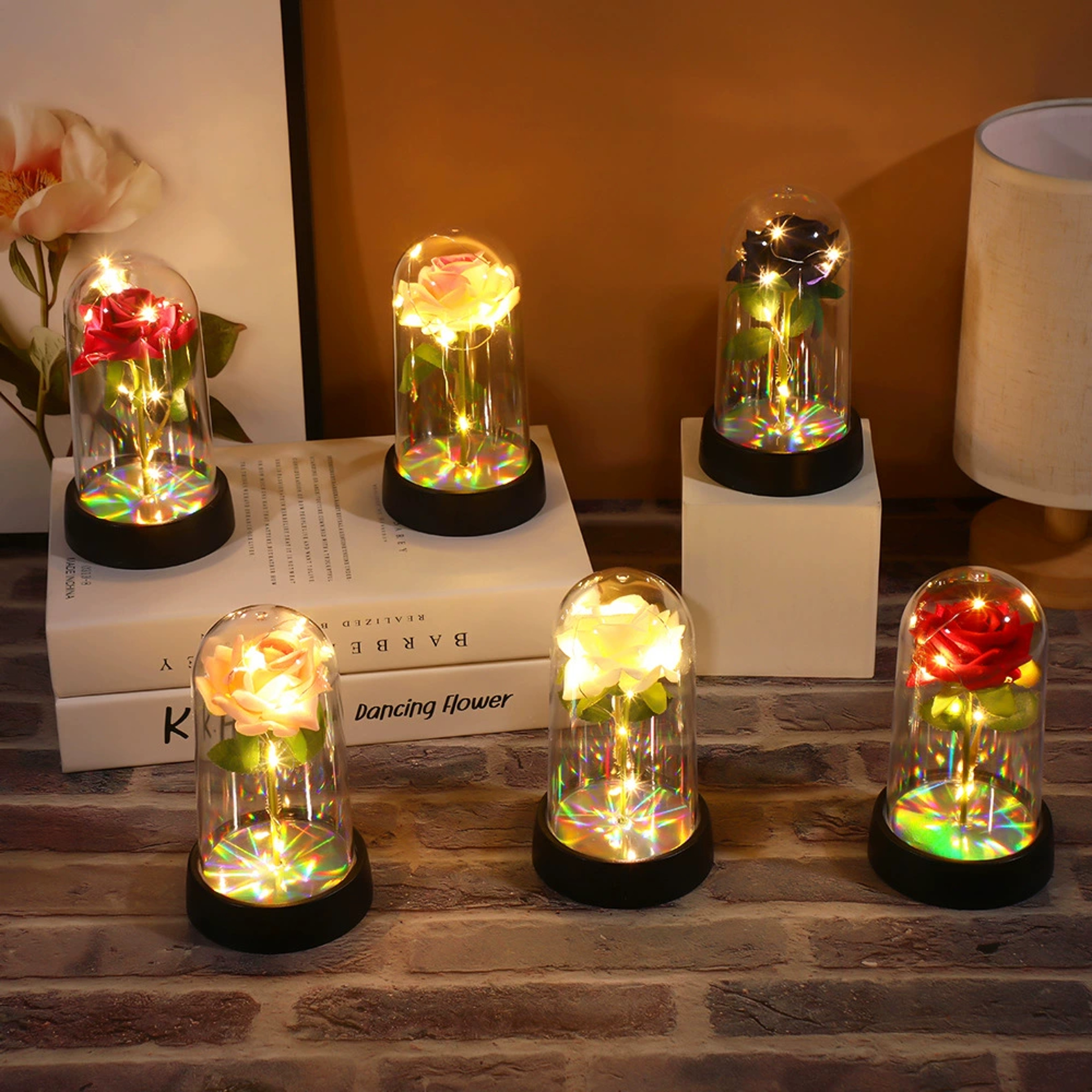 Red Rose Artificial Flowers, Creative Valentine's Day Gift, LED Light Up Galaxy Rose in Glass Cover for Mothers Day – view 1