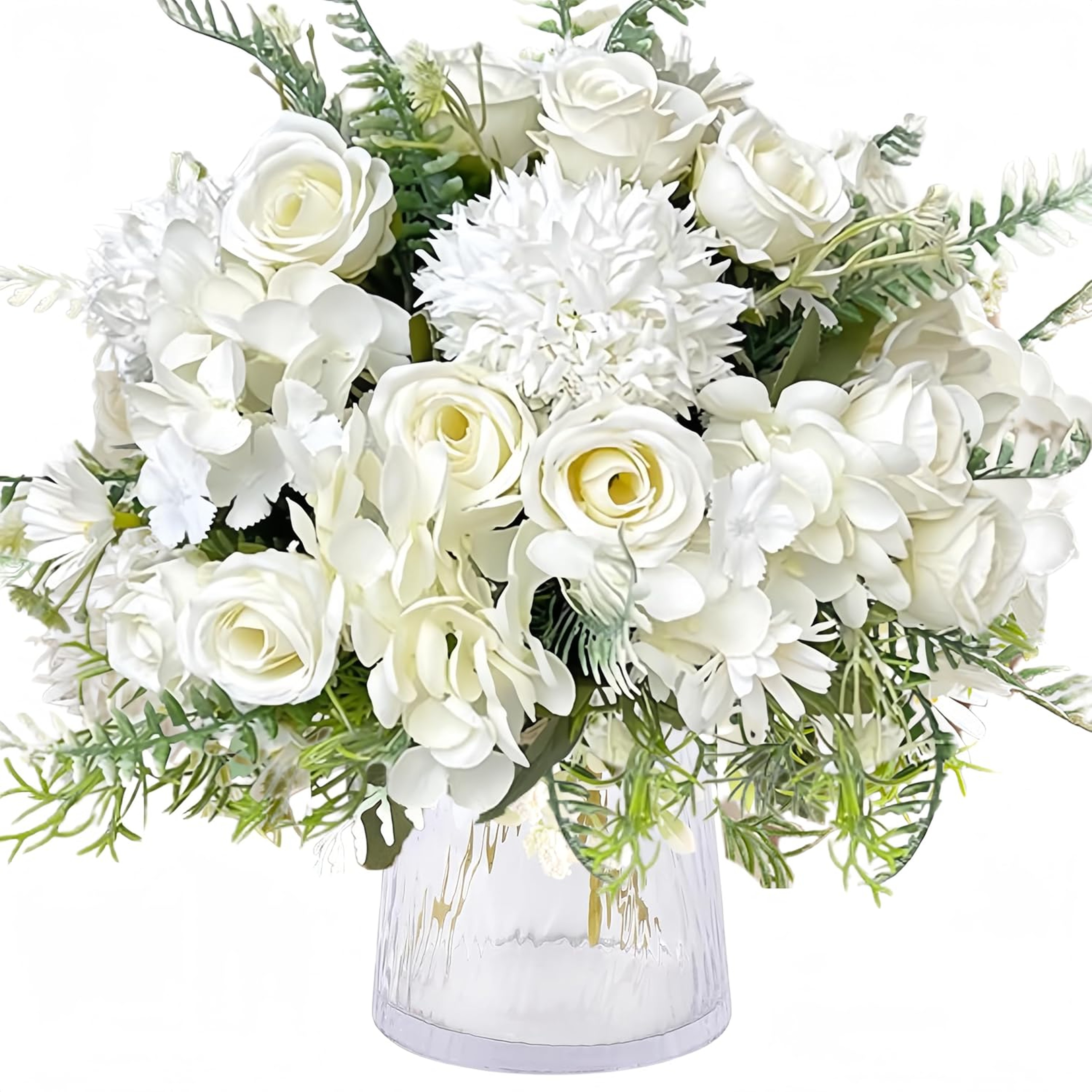Artificial Flower, Wedding Bedroom Decoration, Bridal Bouquet, Silk Roses Hydrangeas, Vase for Garden, Home, Outdoor – view 1