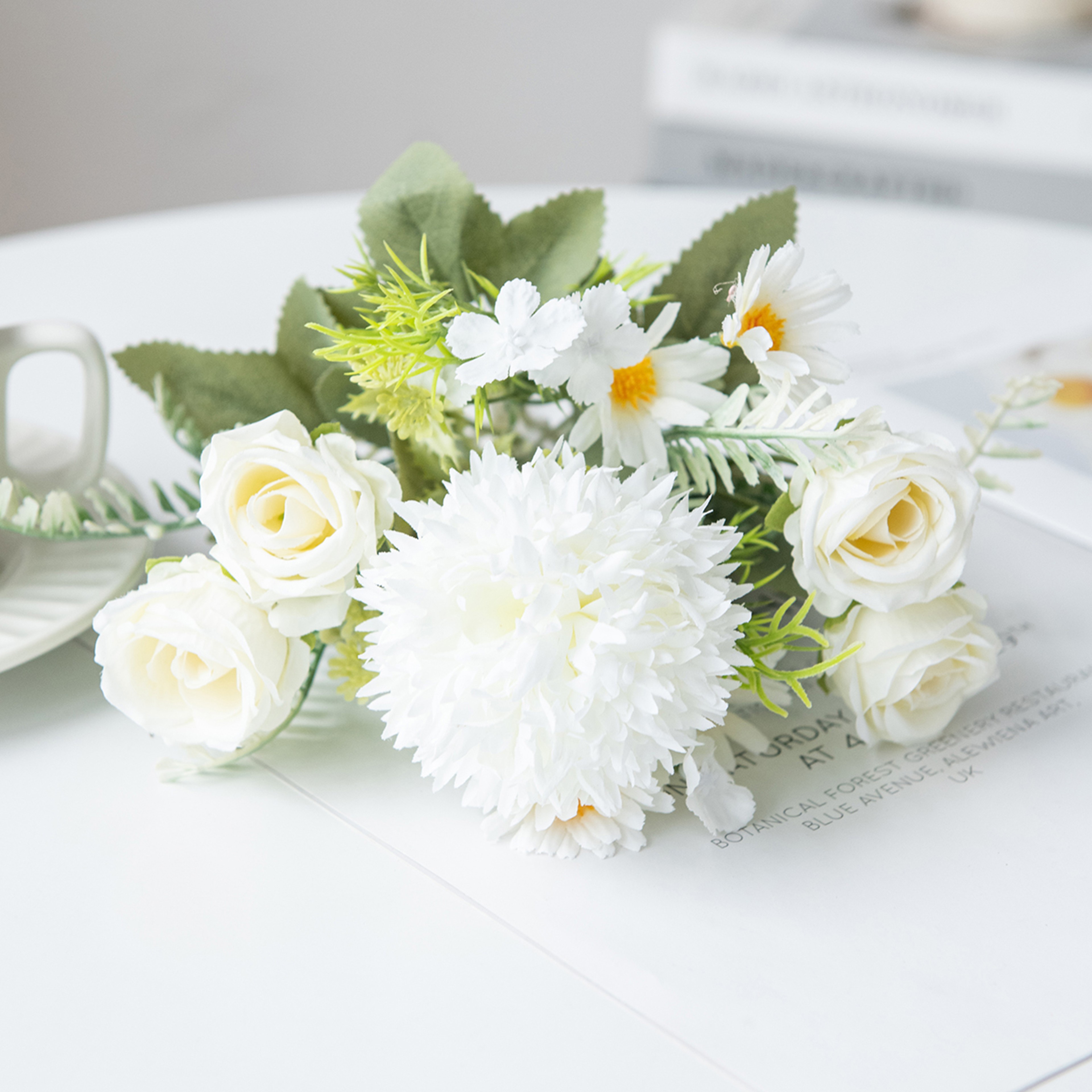 Artificial Flower, Wedding Bedroom Decoration, Bridal Bouquet, Silk Roses Hydrangeas, Vase for Garden, Home, Outdoor – view 8