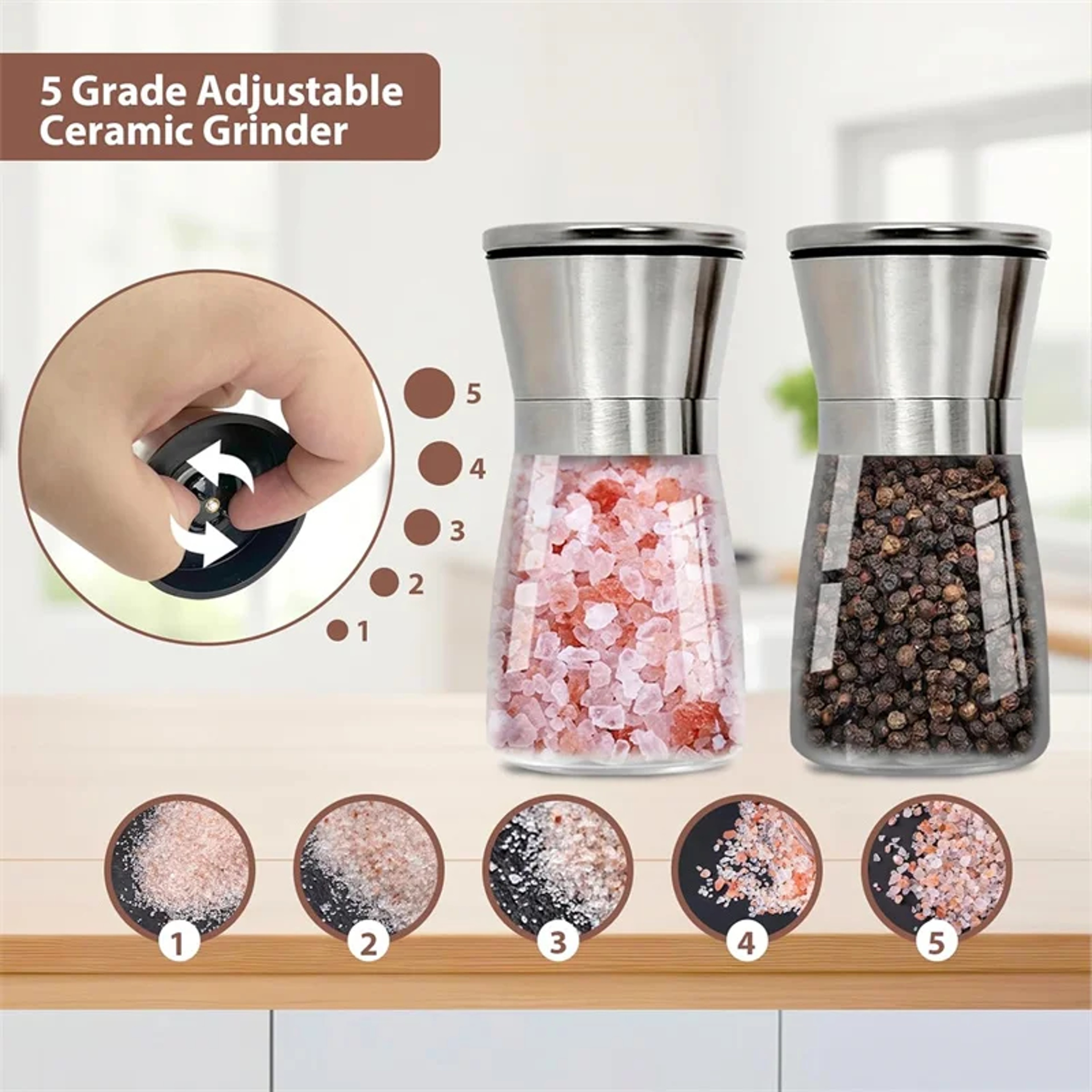 Manual Salt Pepper Grinder Stainless Steel Salt And Pepper Shaker Kitchen Mill Accessorie Pepper Gr 4