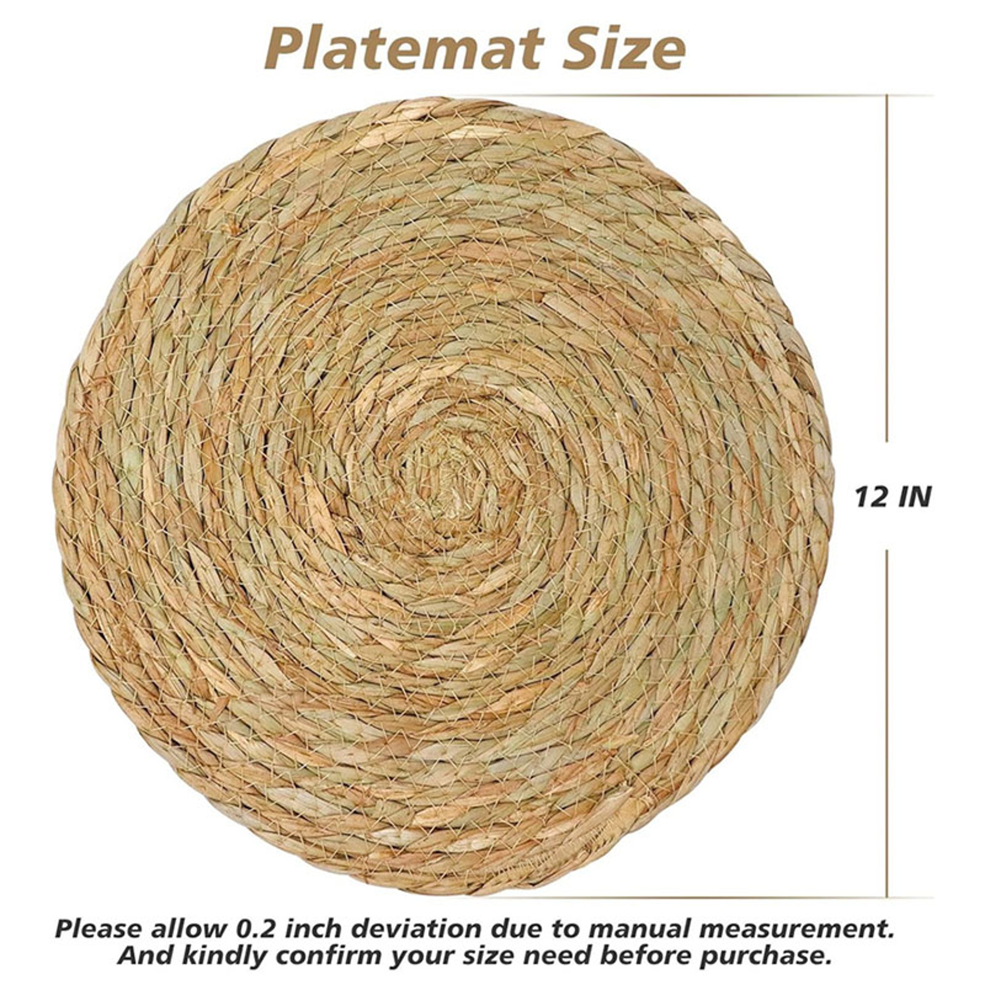 Round Woven Placemats Set Boho Rattan Placemat Natural Straw Braided Table Mat Farmhouse Weave Dinn 1