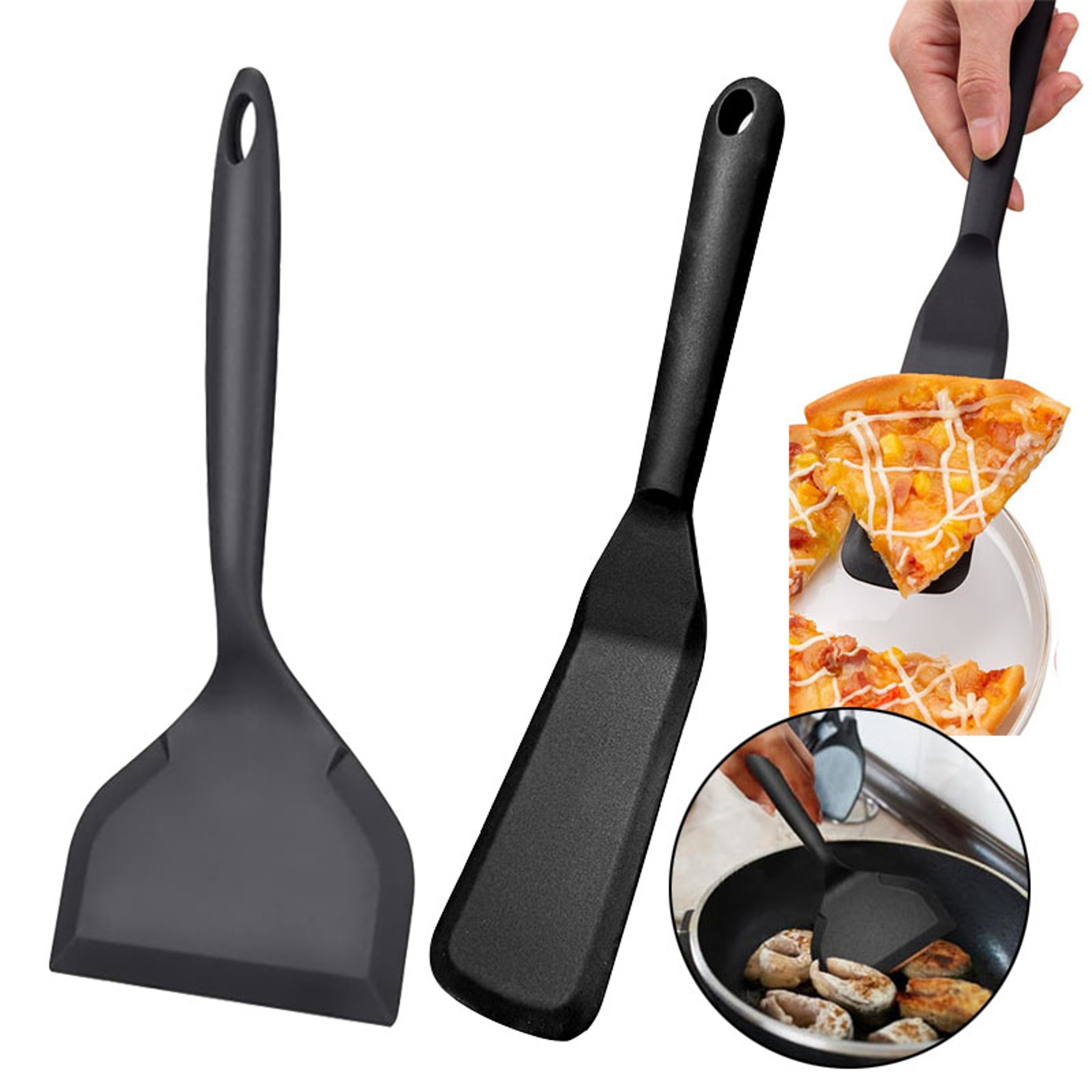 Silicone Spatula Turner, Heat Resistant Non-Stick Pancake Spatula, Turner for Eggs, Fish, Pizza, Wide and Thin Pancakes – view 1