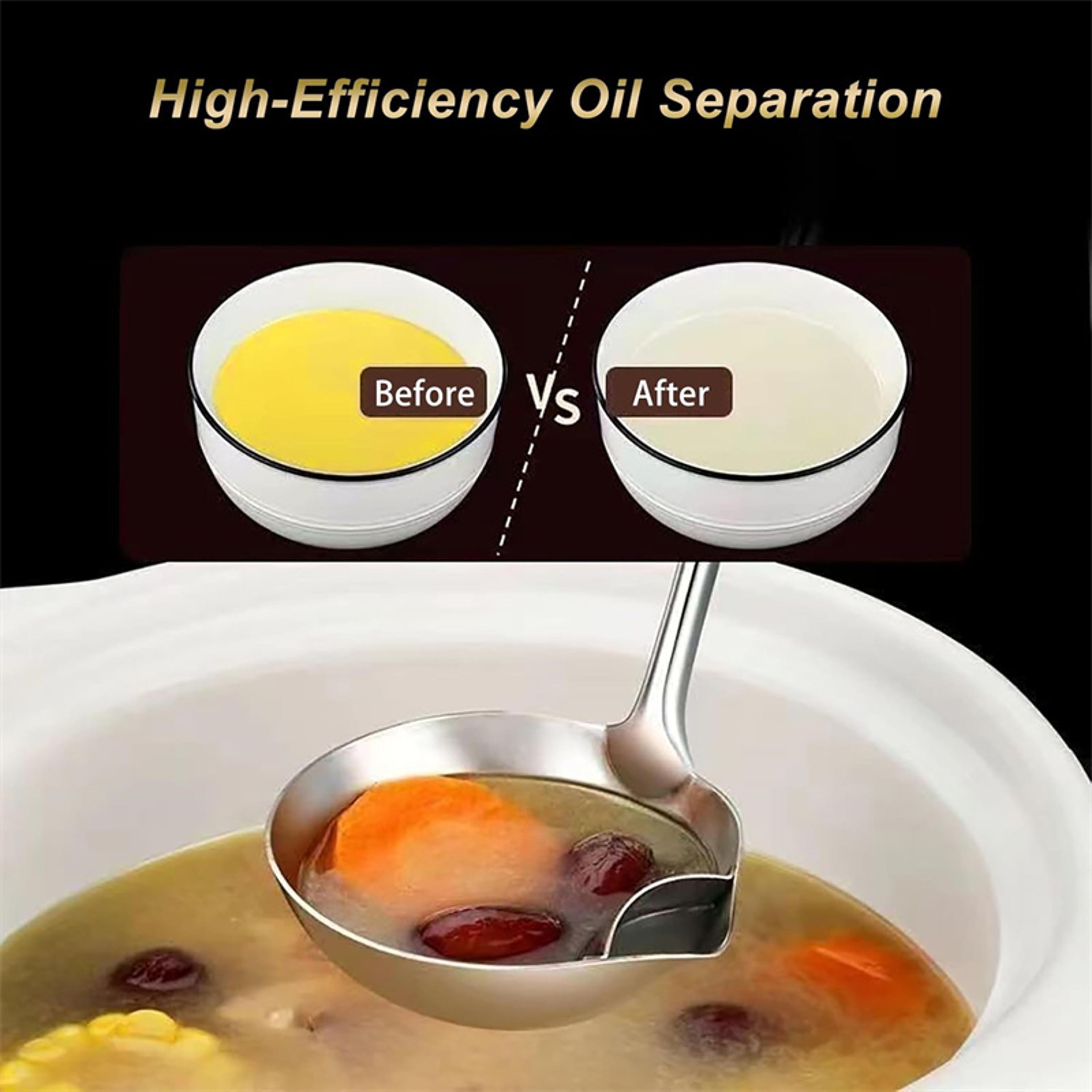 Stainless Steel Oil Separator Soup Colander Spoon Soup Gravy Oil Fat Separator Grease Strainer Spoo 3