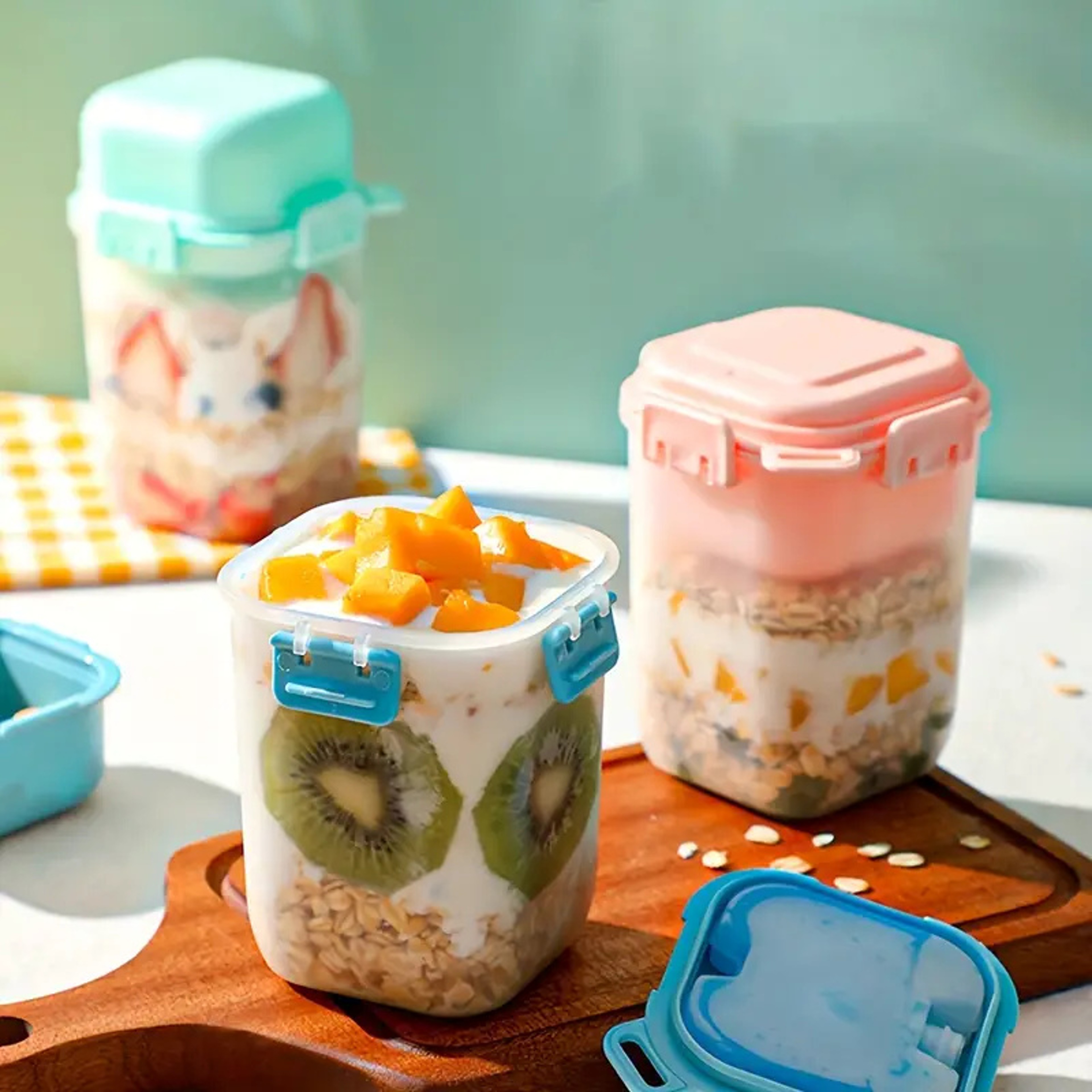 DoubleLayer Salad Cup With Ice Grids Spoon Seasoning Rack Salad Cups Crisper Cereal Yogurt Fruit St 0