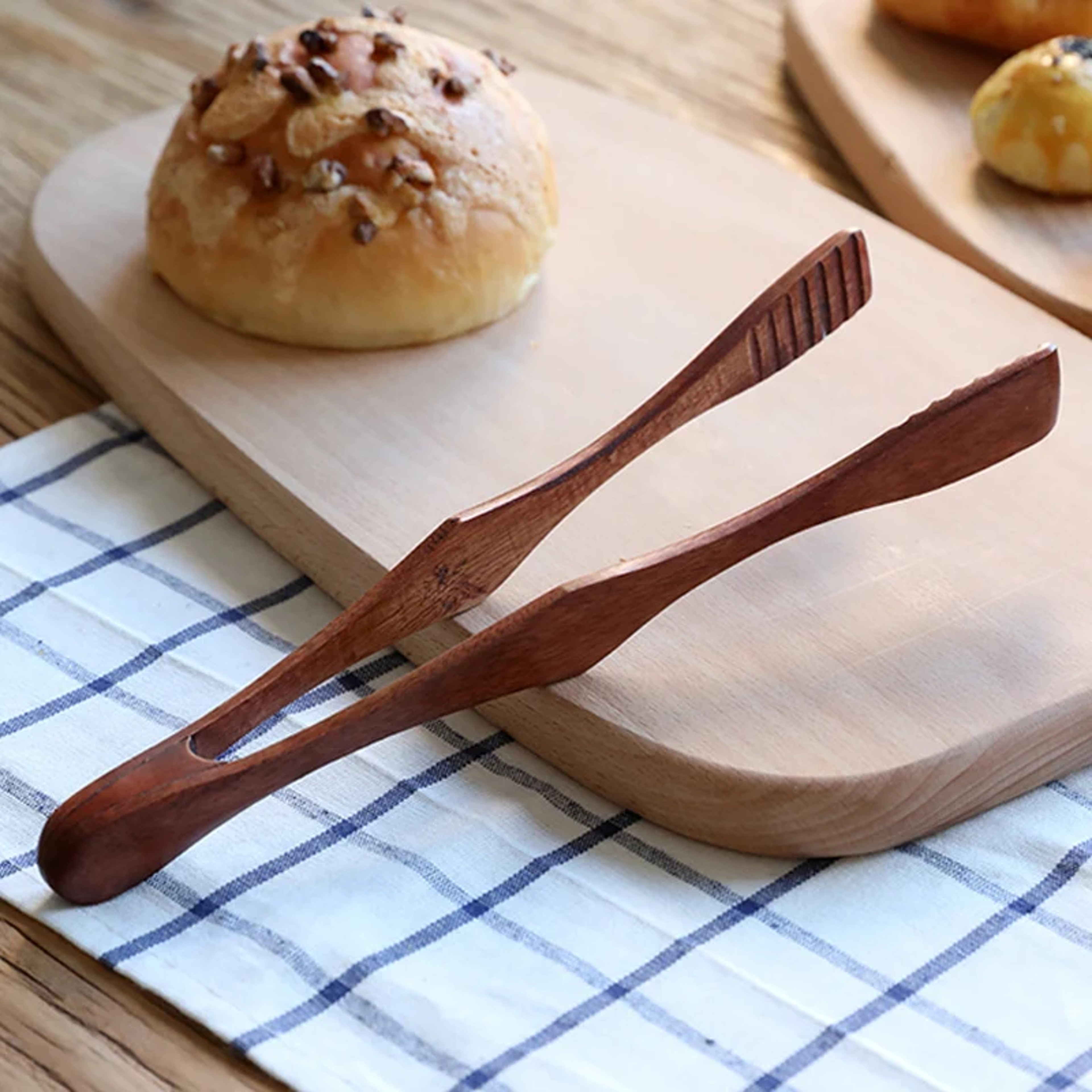 Wooden Tongs Kitchen Food Tweezers, Scissor Tongs, Barbecue Cooking Tongs, Bread Toast Meat Salad Clamp – view 2