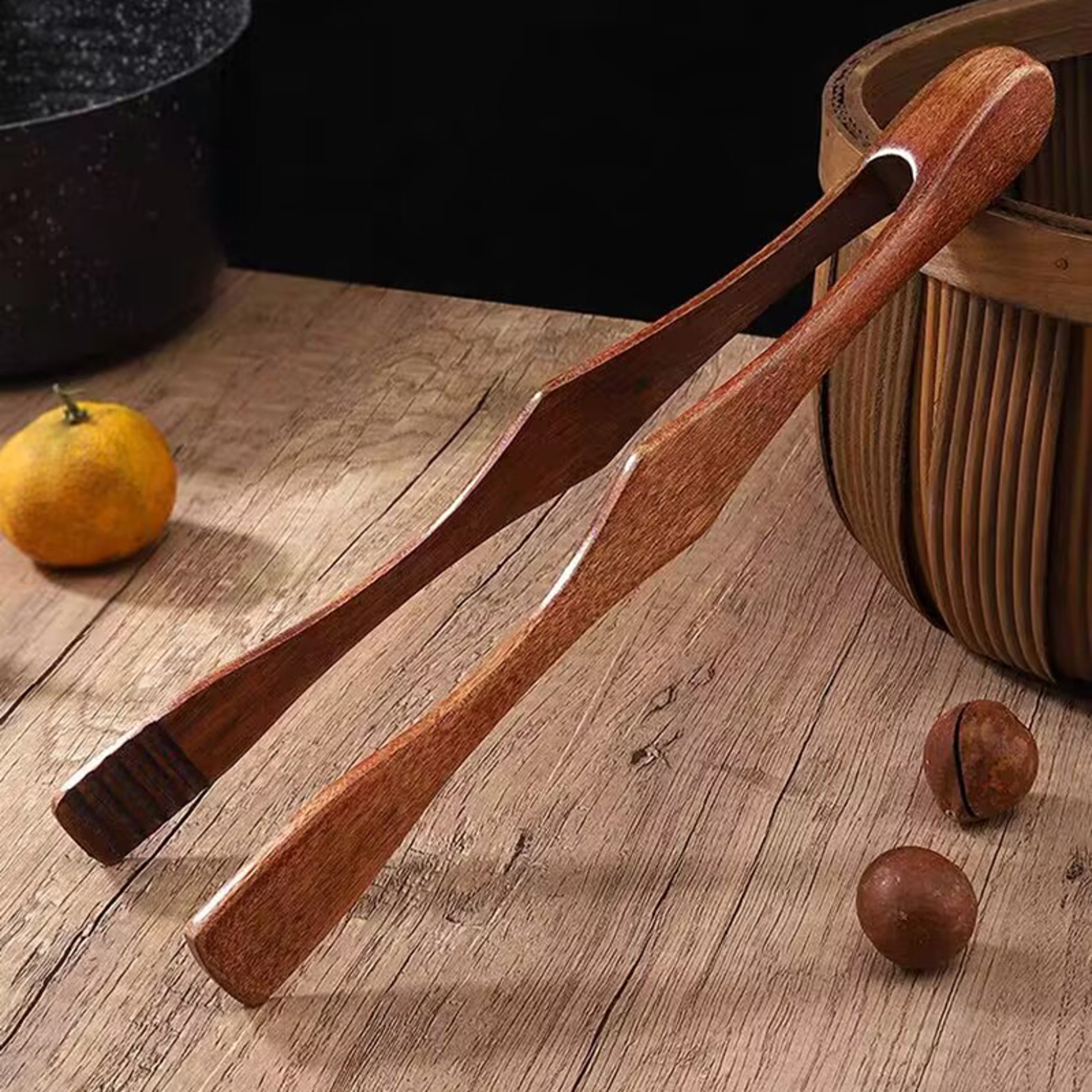 Wooden Tongs Kitchen Food Tweezers, Scissor Tongs, Barbecue Cooking Tongs, Bread Toast Meat Salad Clamp – view 5