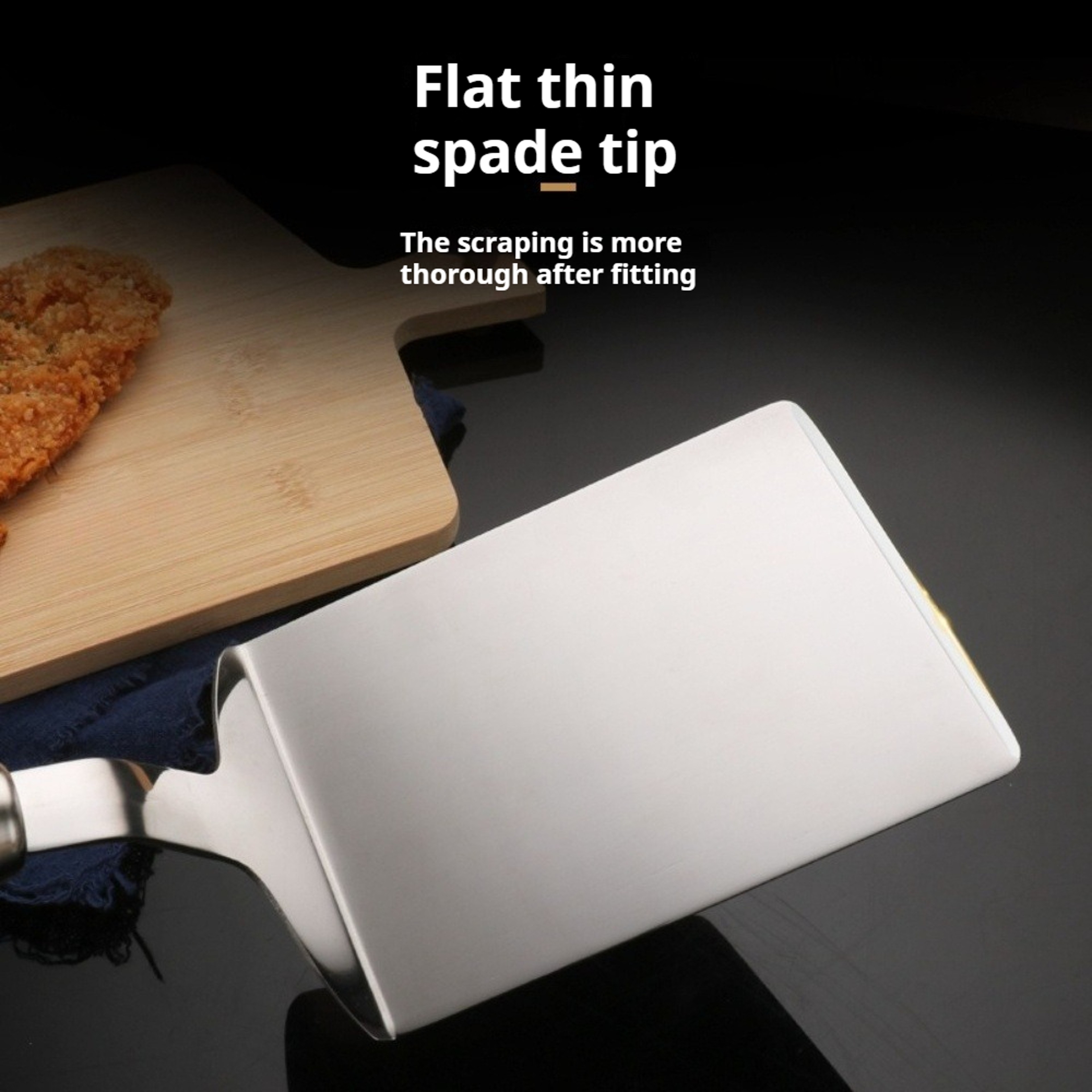 Stainless Steel Spatula With Wooden Handle Steak Griddle Spatula For Turning Serving Egg BBQ Burger 3
