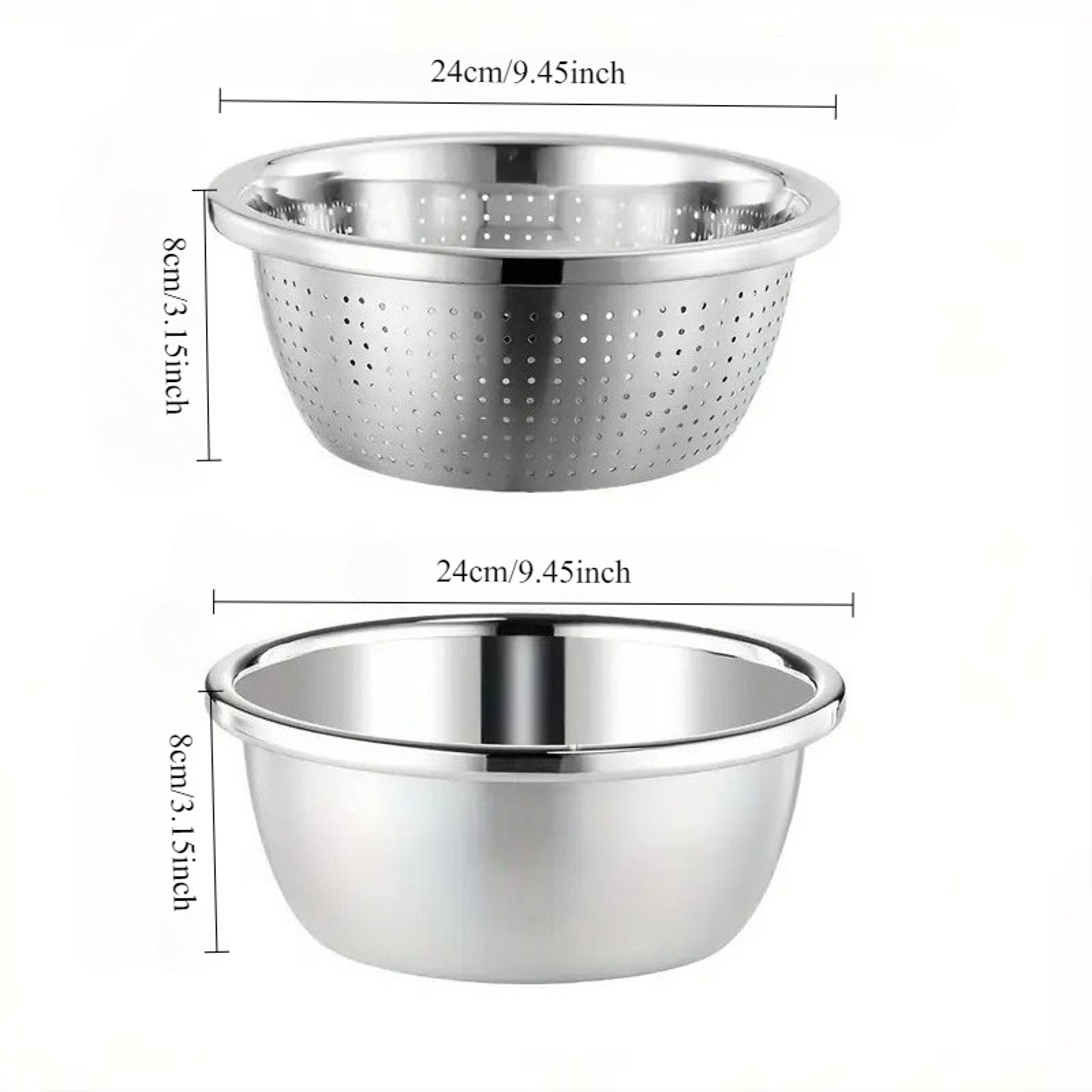 Stainless Steel Rice Washing Bowl With Drain Holes Vegetable Fruit Strainer Colander For Kitchen Si 5