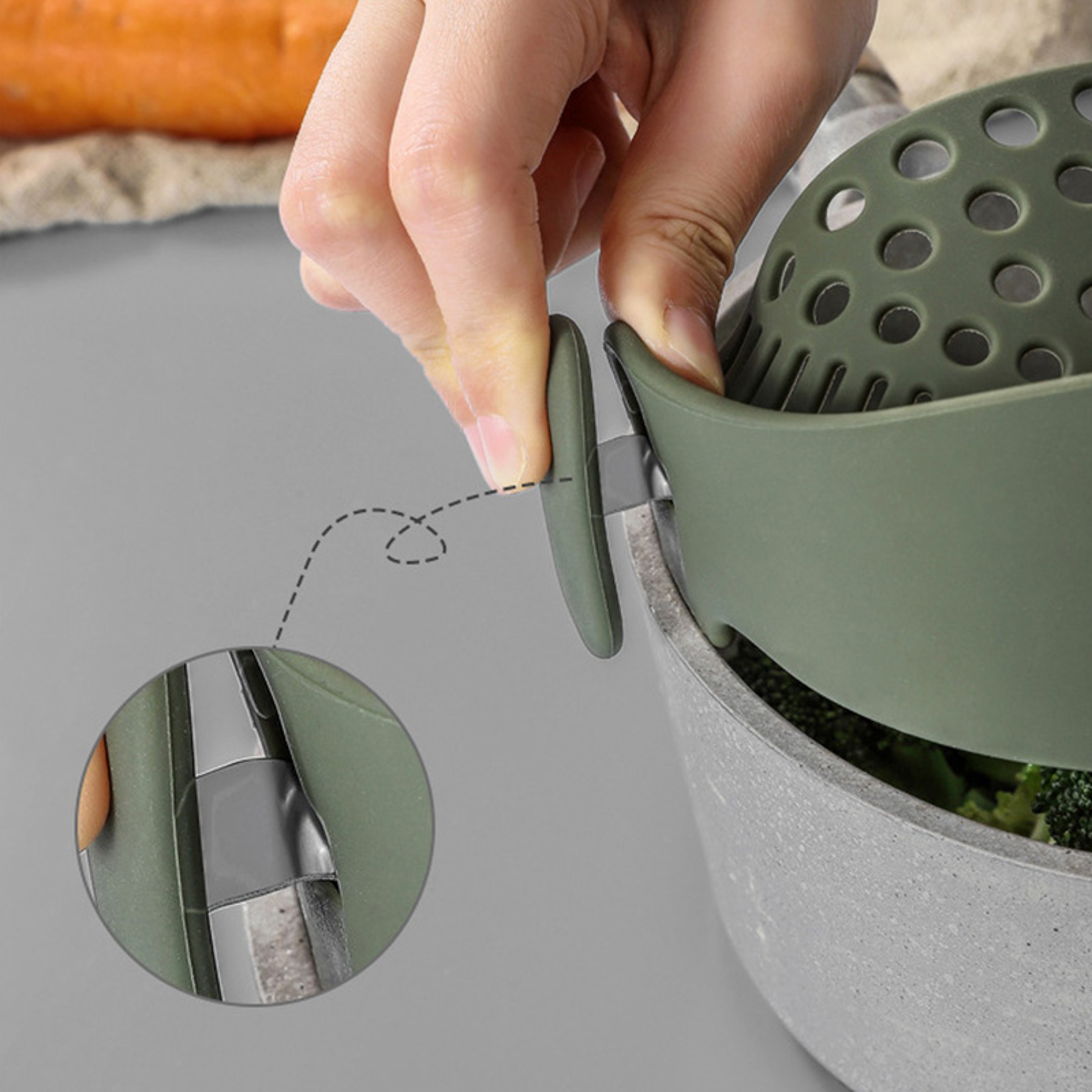 Silicone Pot Side Drainer Vegetable Noodle Drainage Filter Pour Baffle Kitchen Gadgets For Easy Coo