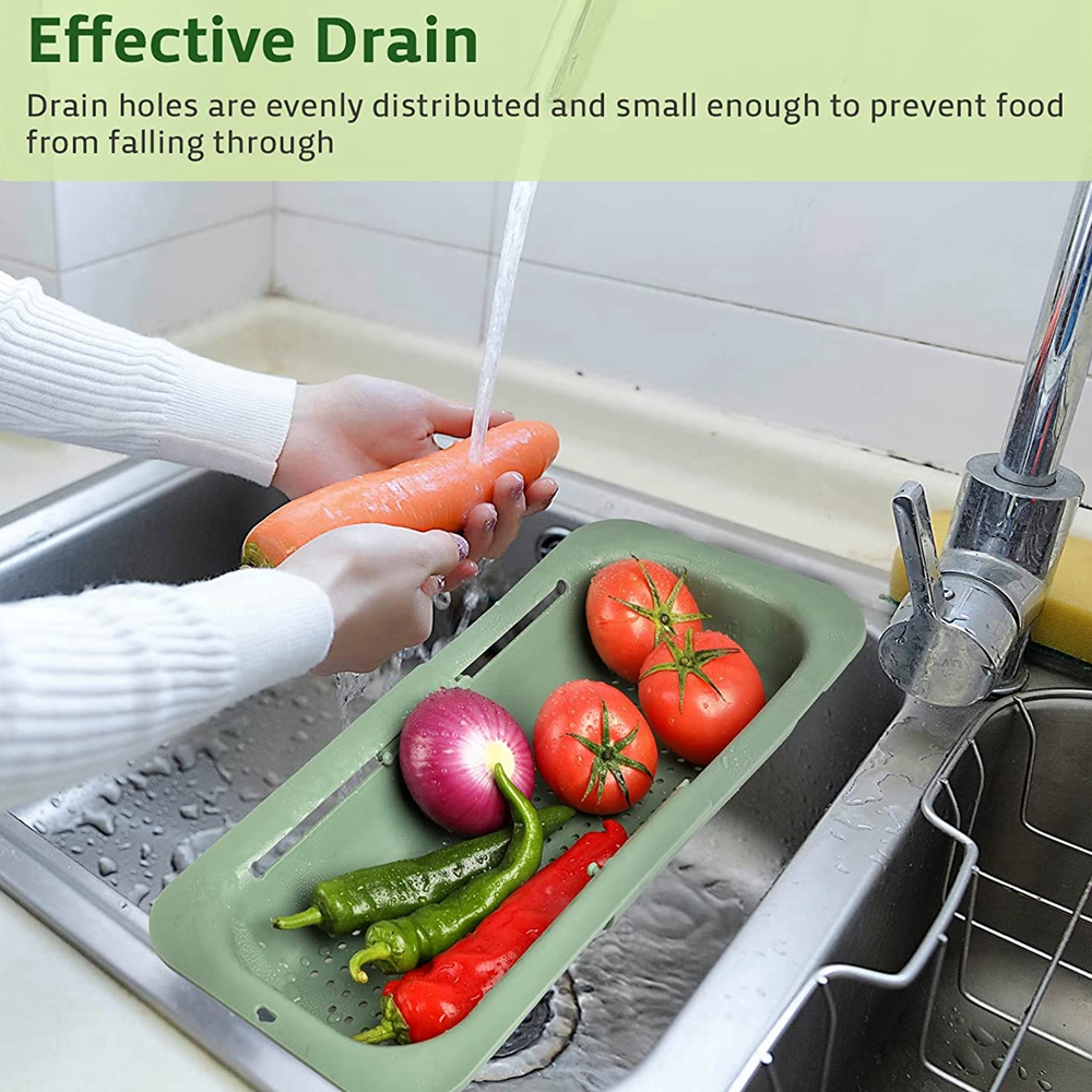 Home Colander Over the Sink, Kitchen Sink Strainer Basket, Collapsible Colander for Vegetables Fruits Pasta – view 2