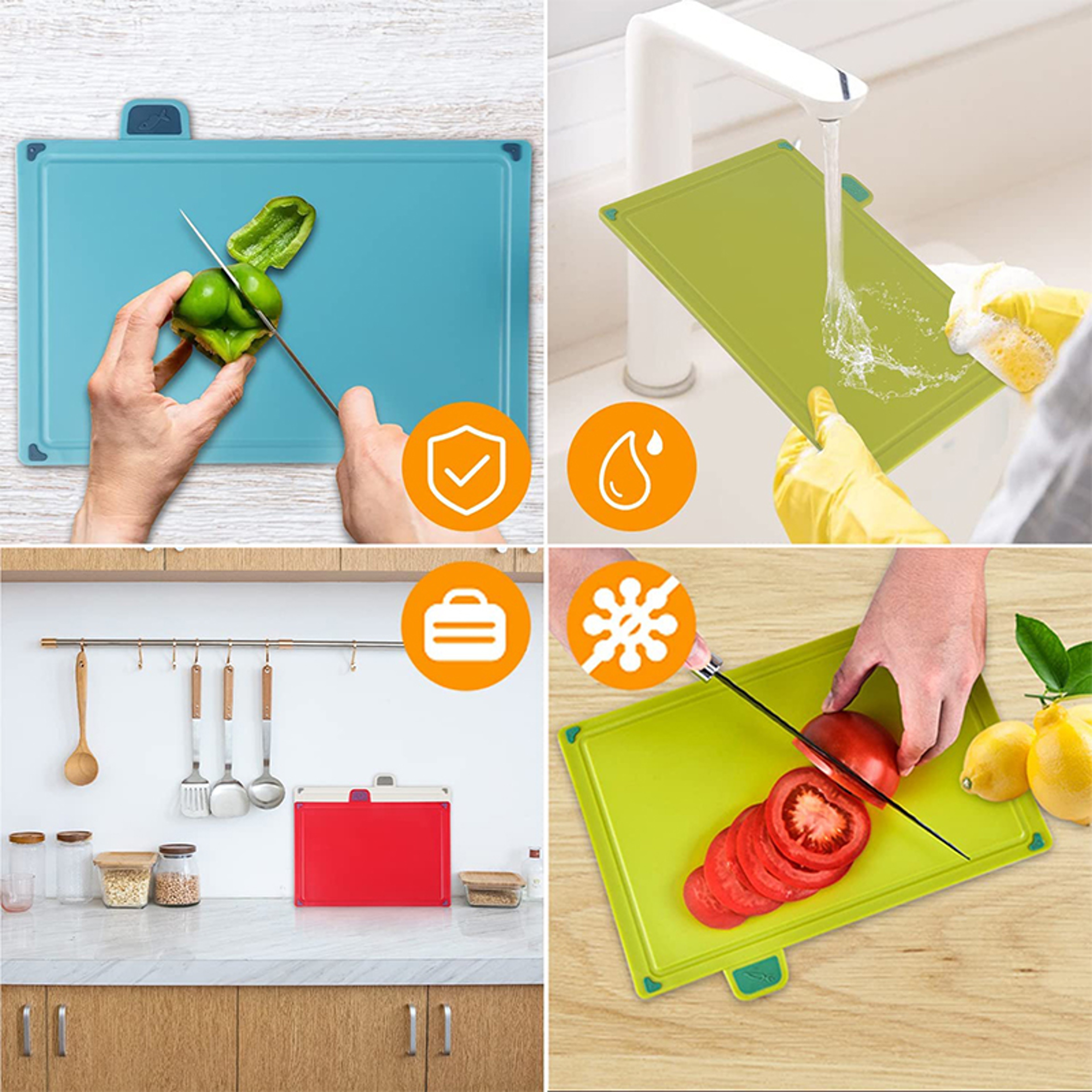 Color-Coded Plastic Cutting Board Set with Storage Stand, Thicker Chopping Board Set, Slip-Resistant Design for Kitchen – view 5