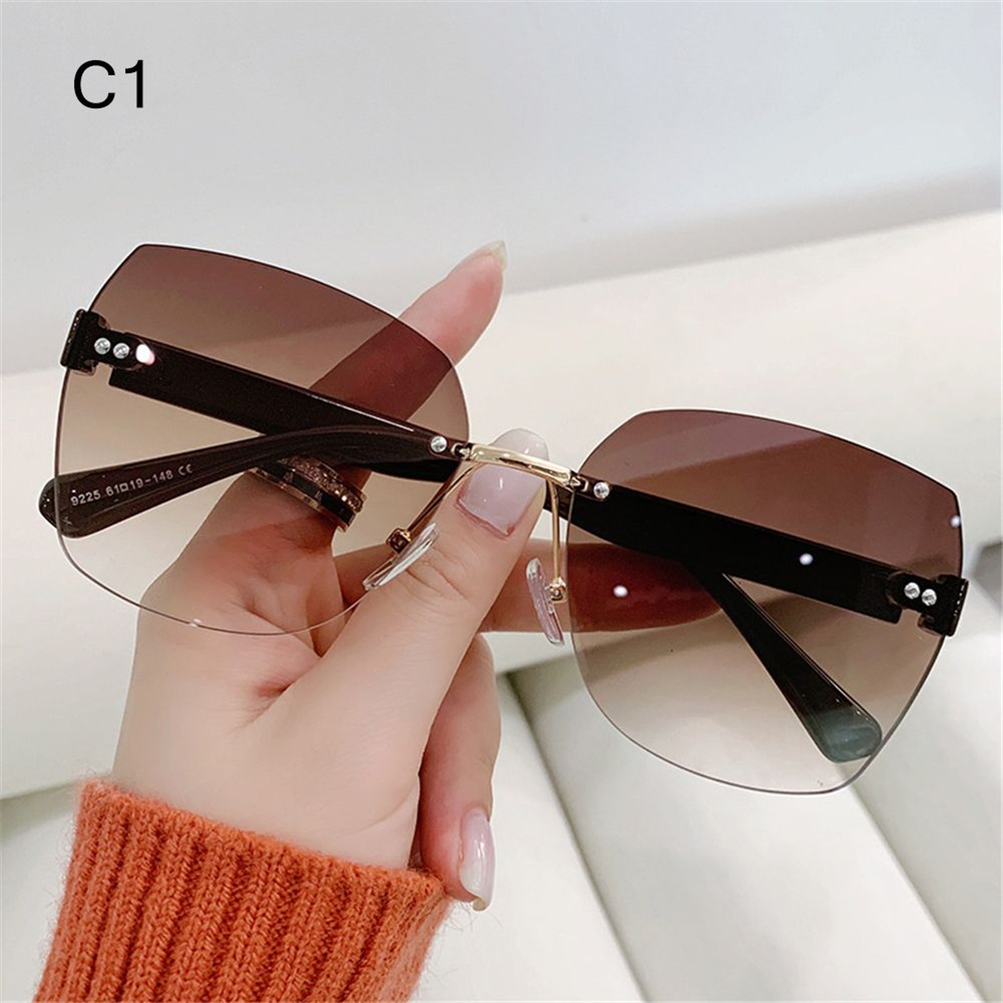 New Vintage Ladies Eyeglasses Summer Women Shades Gradient Rimless Sunglasses Frameless Sun Glasses 6