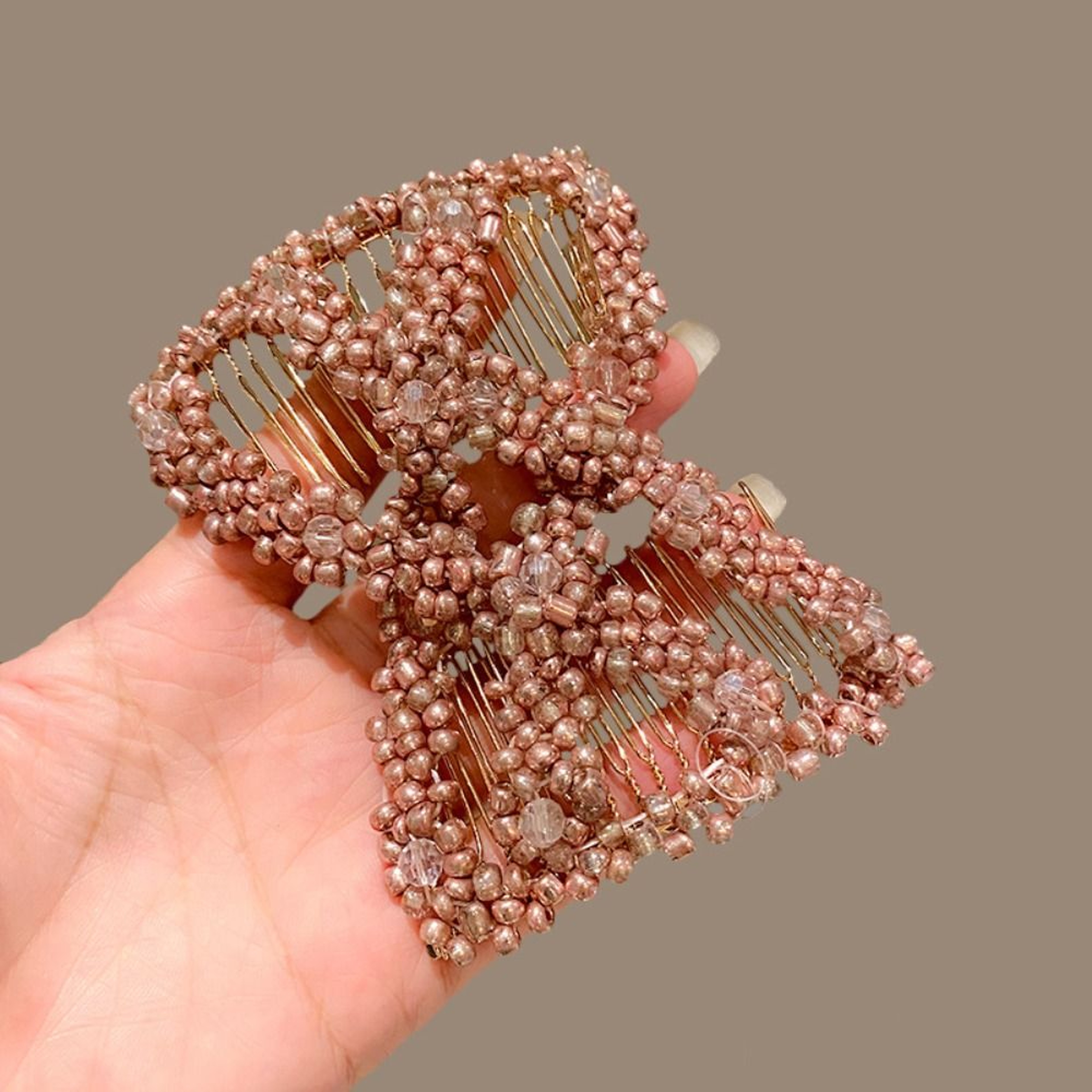 Plastic Pearl Elastic Hairpin Butterfly Fancy Clip Double Side Bun Rhombus Combs Hair Styling Tool  7