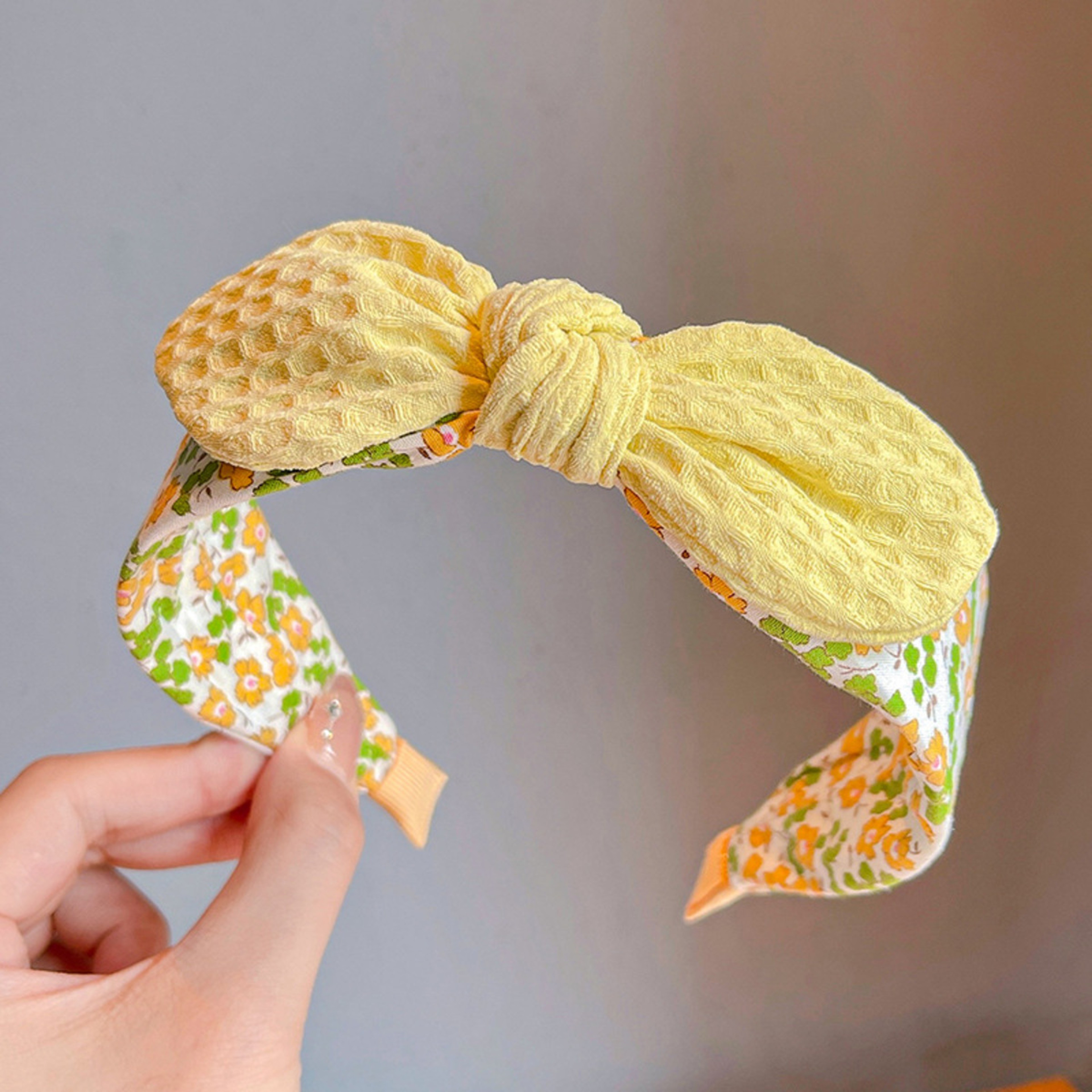 Summer Style Rabbit Ears Headband, Bowknot Hair Hoop for Girls, Cute Fabric Wide Band, Adorable Kids Accessory for Daily – view 6