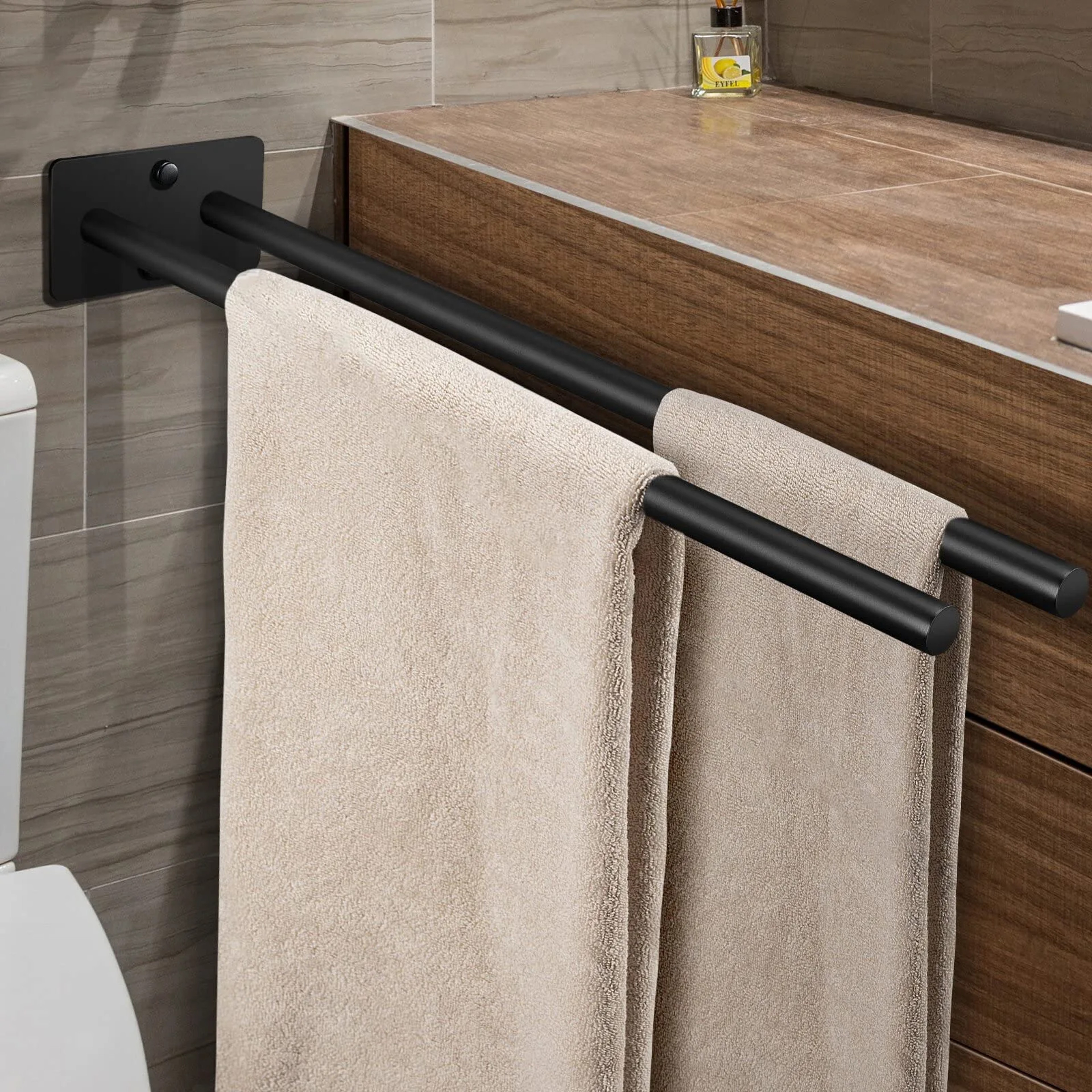Stainless Steel Towel Holder Wall Mounted Bathroom Towel Rack Double Bar Clothes Shelf Holder Bathr 1