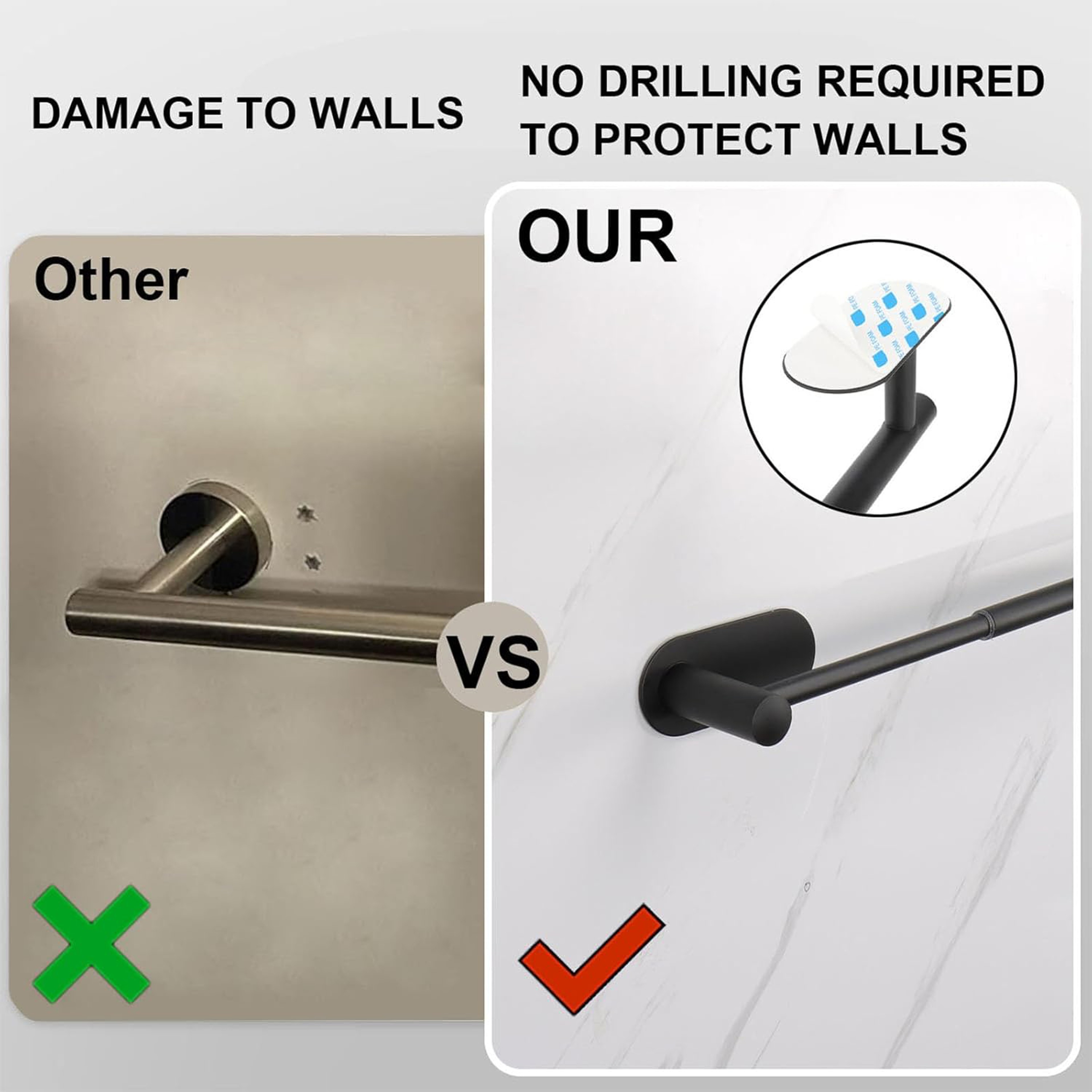 Towel Bar Adjustable Stainless Steel Bathroom Towel Rack Wall Mounted Bath Towel Holder 4