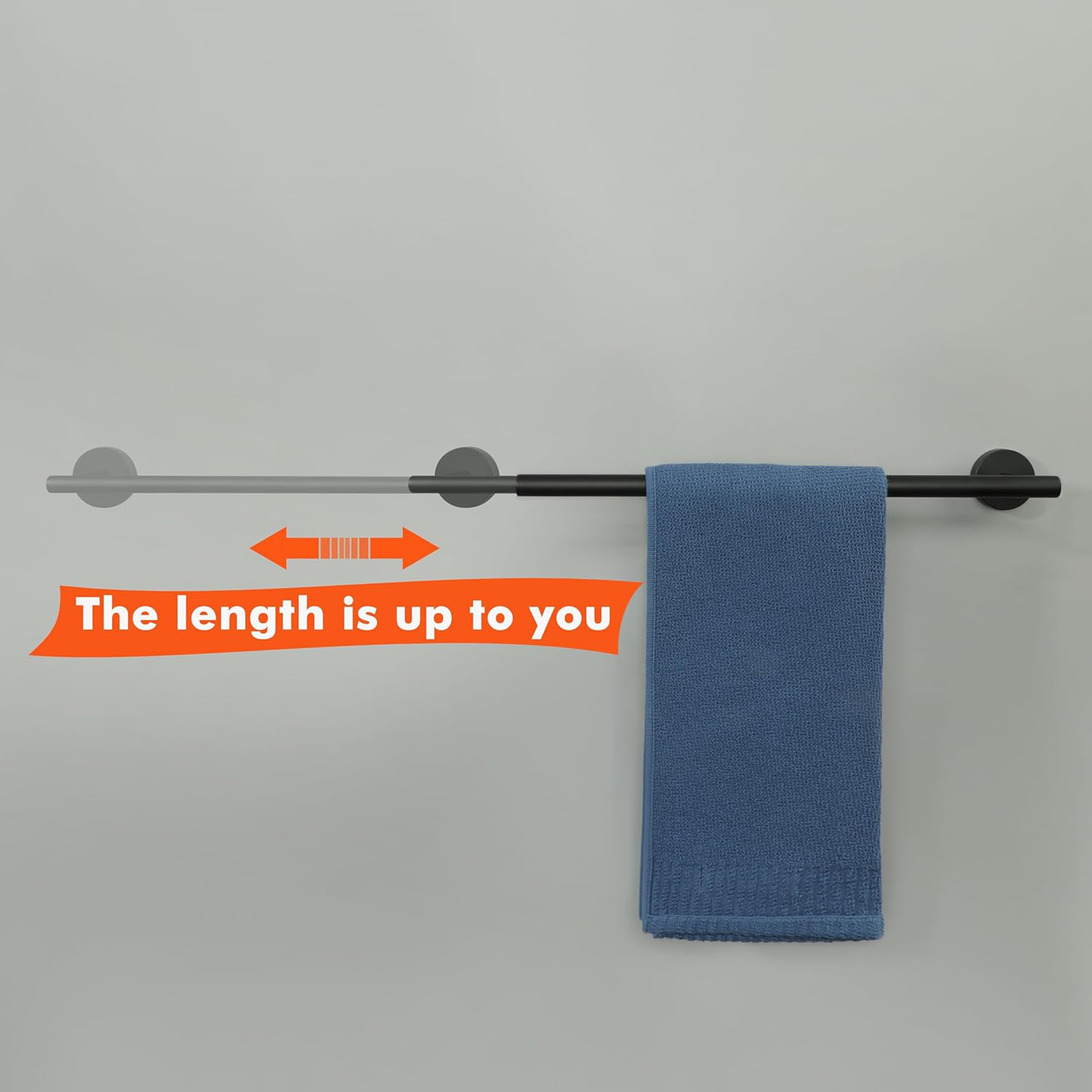 Bathroom Retractable Towel Bar Matte Black Stainless Steel Towel Rack Extended Drying Towel Hanging 2