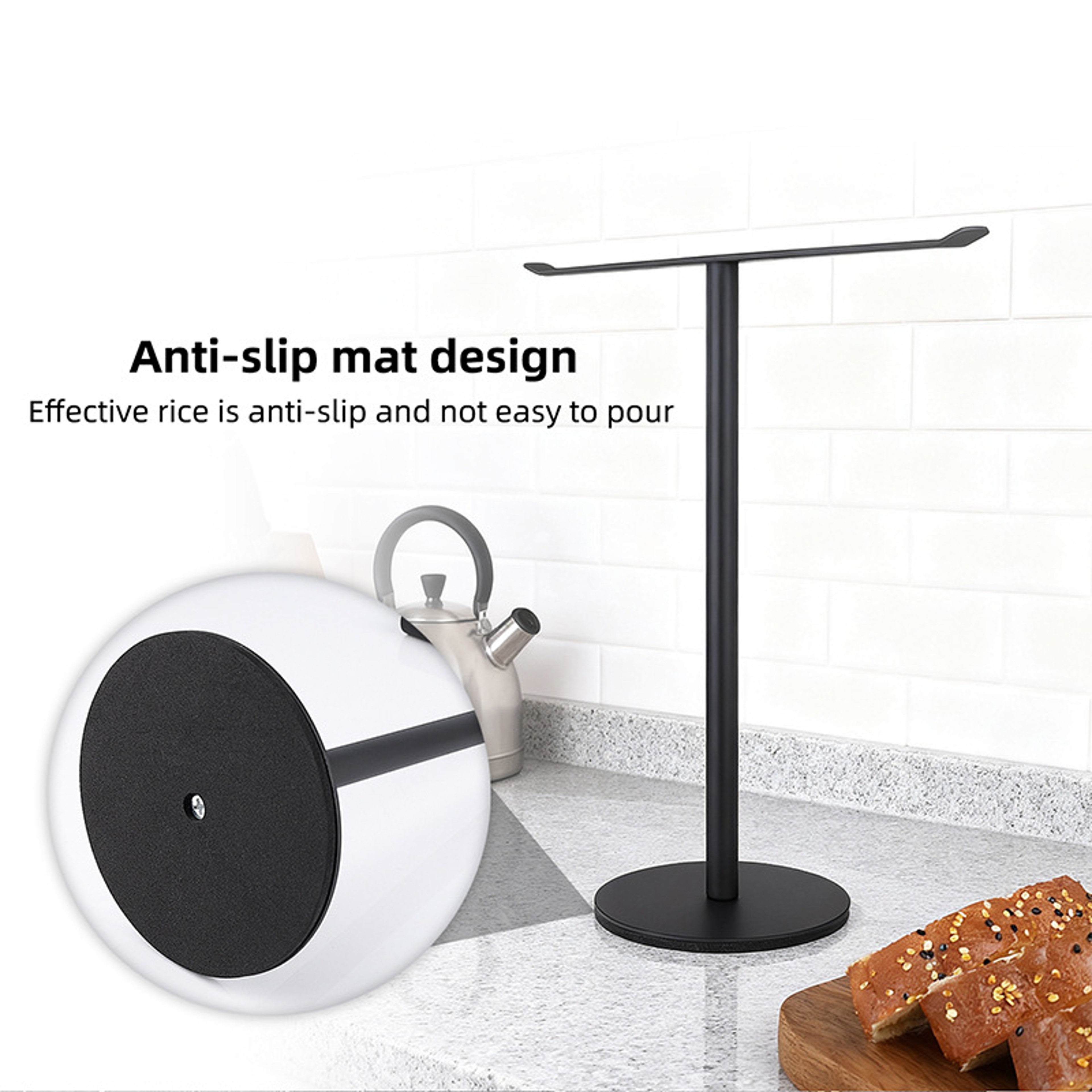 T Shape Hand Towel Holder Stainless Steel Vertical Towel Rack Rustresistant With Heavy Base Bathroo 3