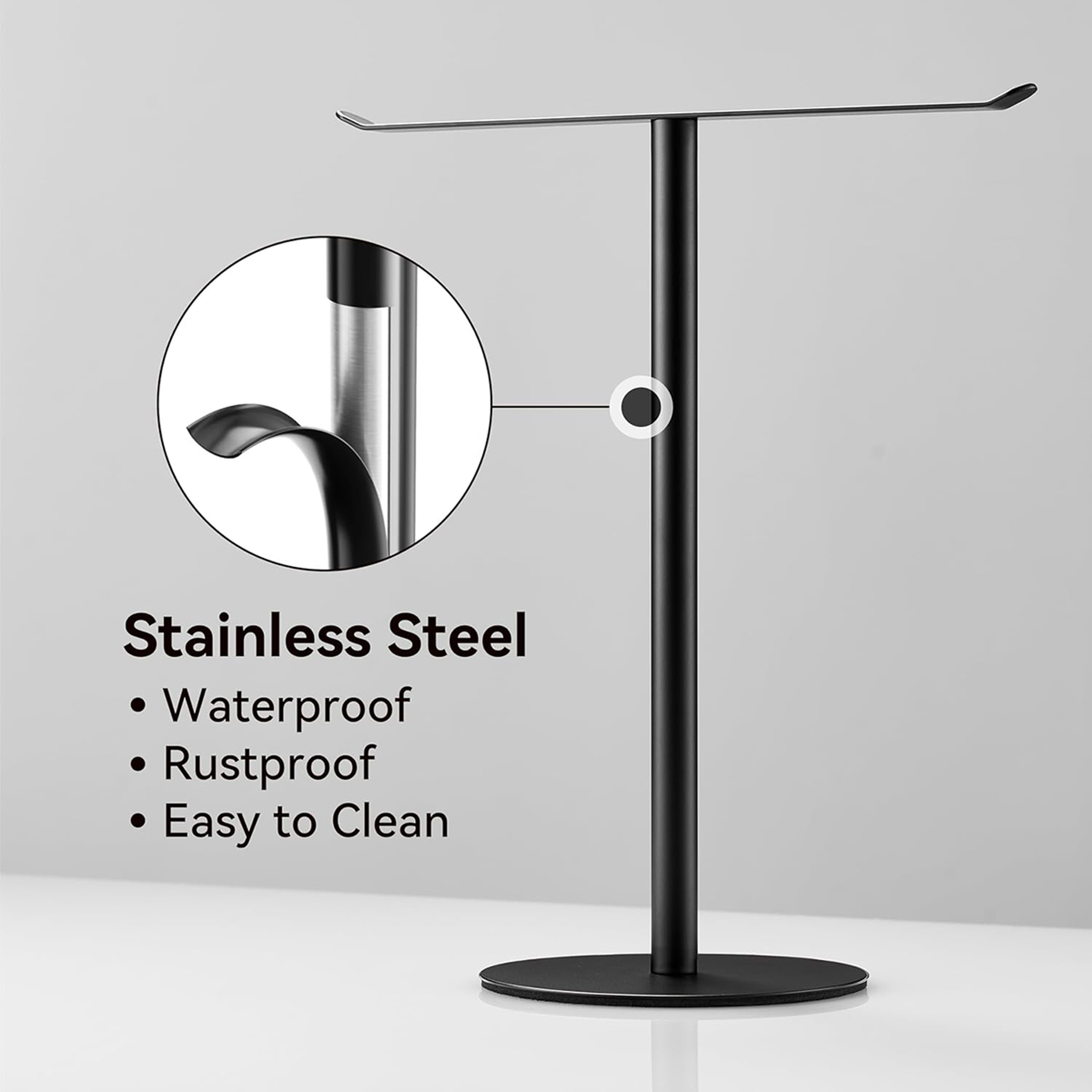 T Shape Hand Towel Holder Stainless Steel Vertical Towel Rack Rustresistant With Heavy Base Bathroo 4