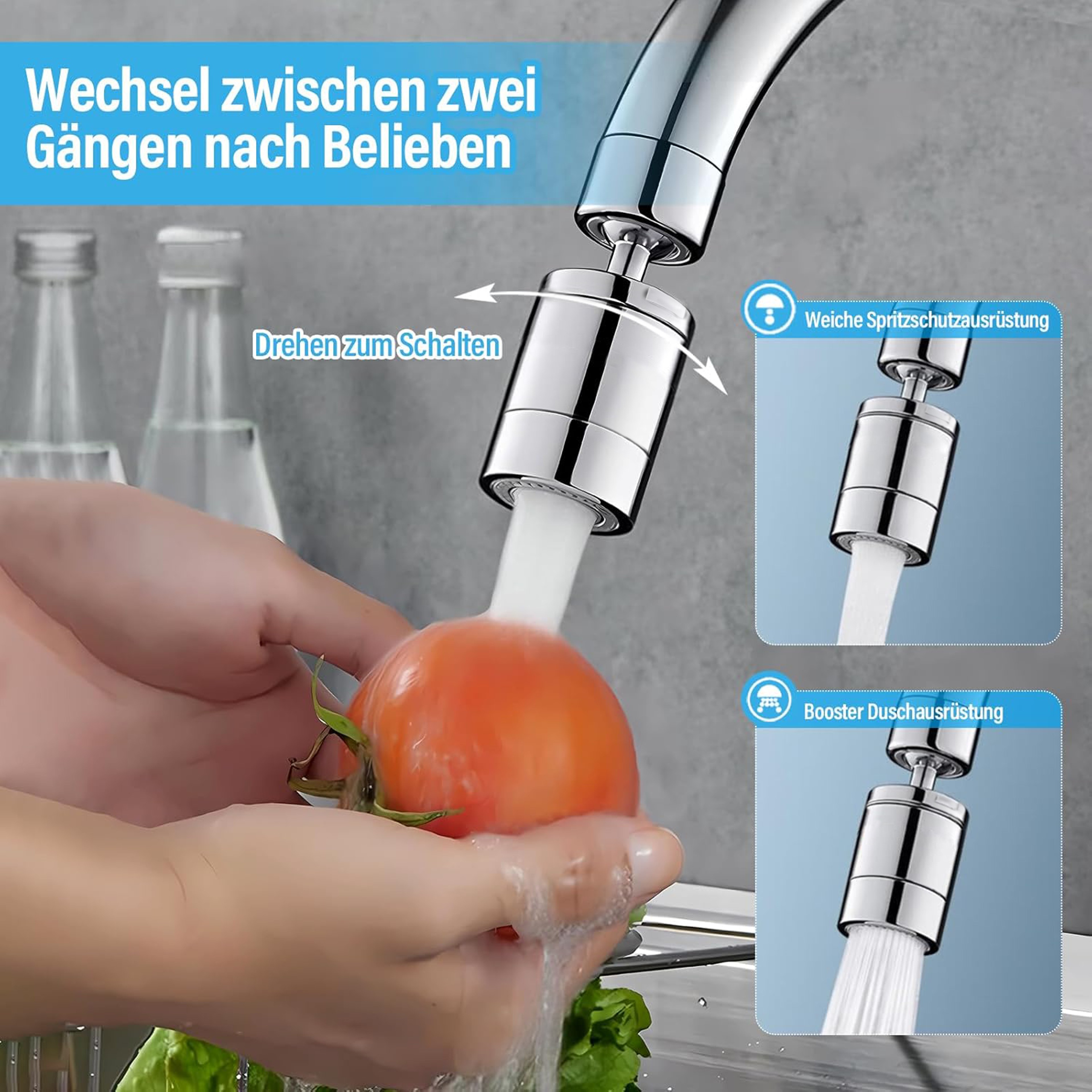 Kitchen Faucet Spray Head Filter Adjustable Rotary Splashback Tap Nozzle Kitchen Sink Faucet Aerato 2