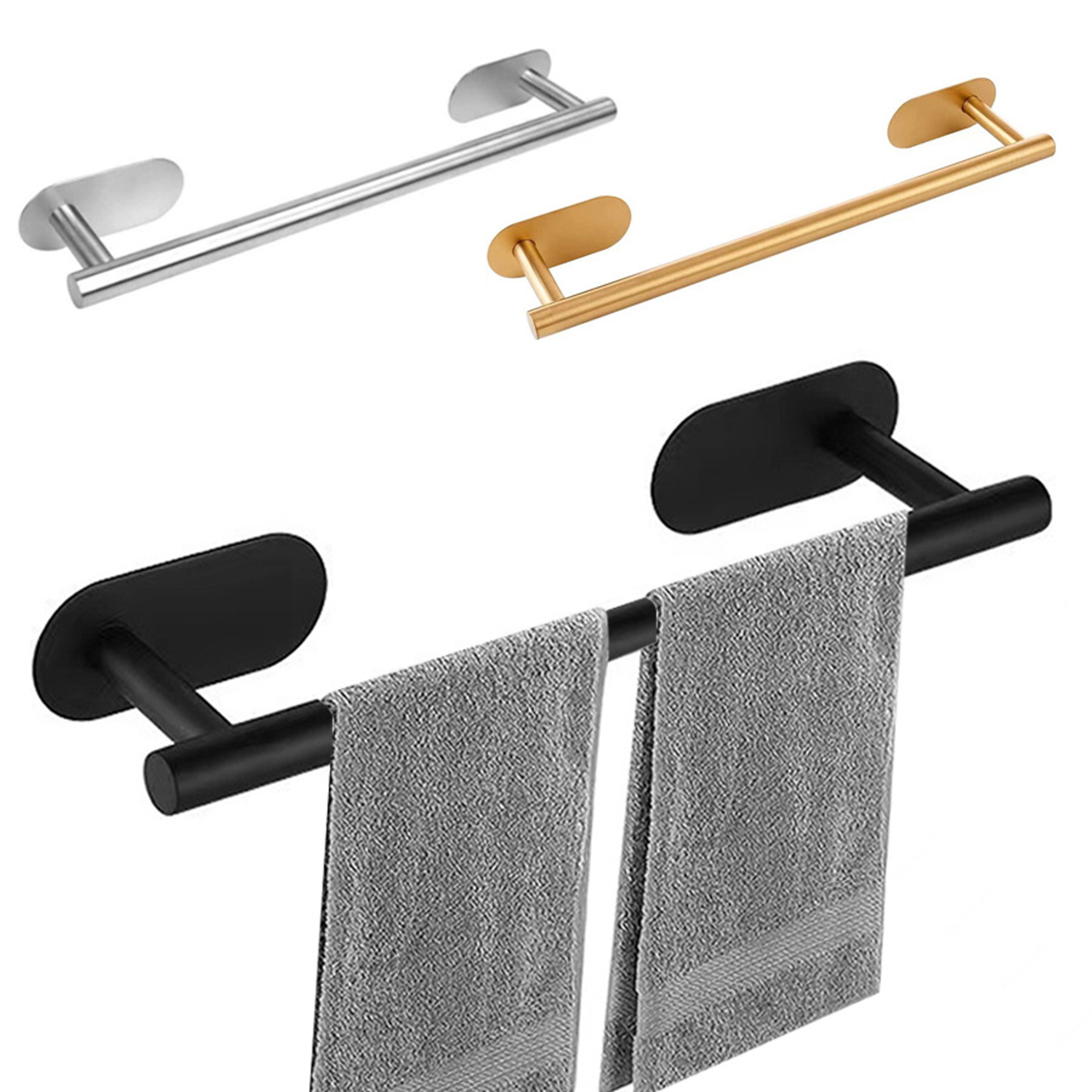 Wall Hanging Towel Holder, Stainless Steel Self Adhesive Towel Rack for Bathroom, Kitchen – view 1