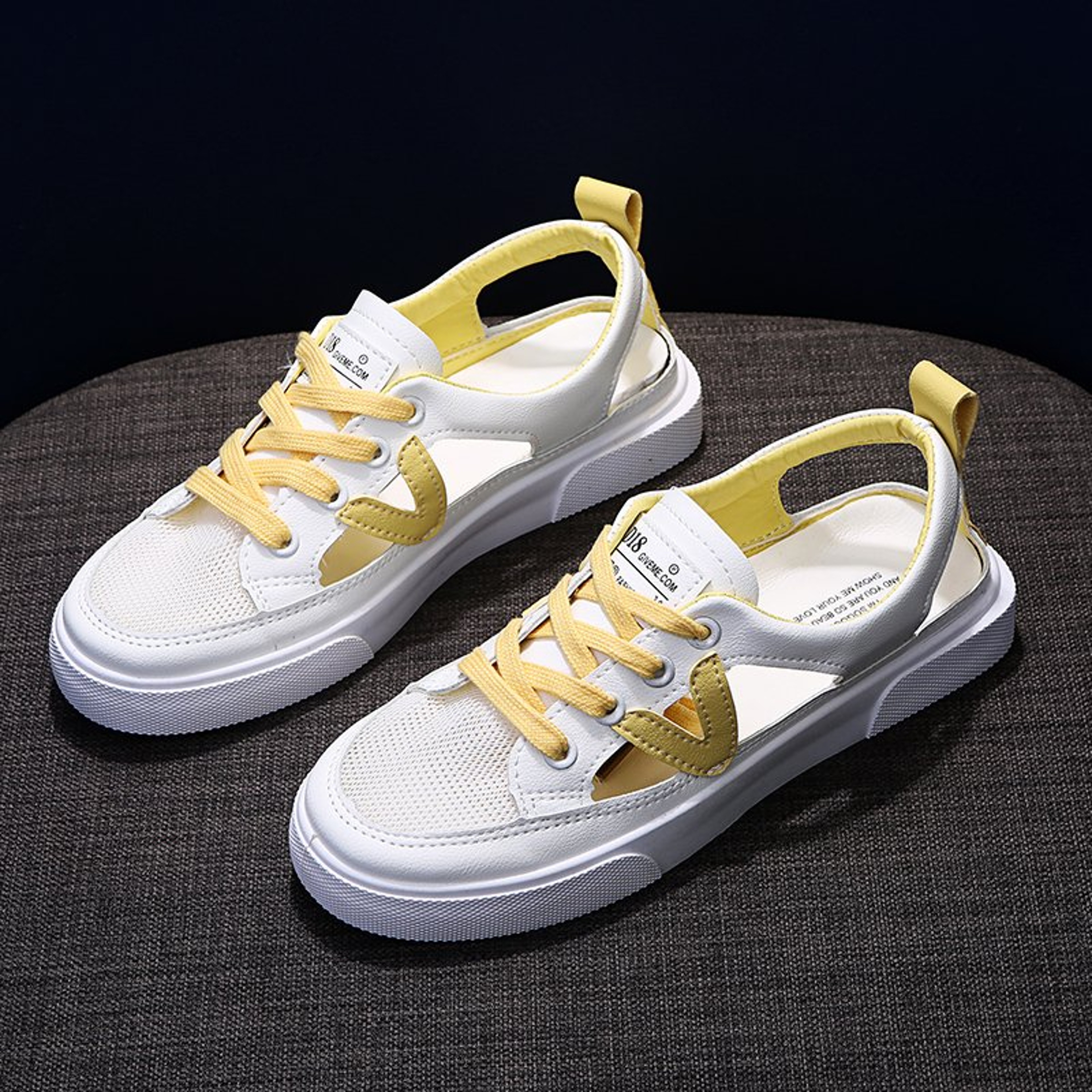New Women's White Casual Shoes, Fish-mouth Sandals, Transparent Mesh, Metal Decorative Breathable Shoes – view 8