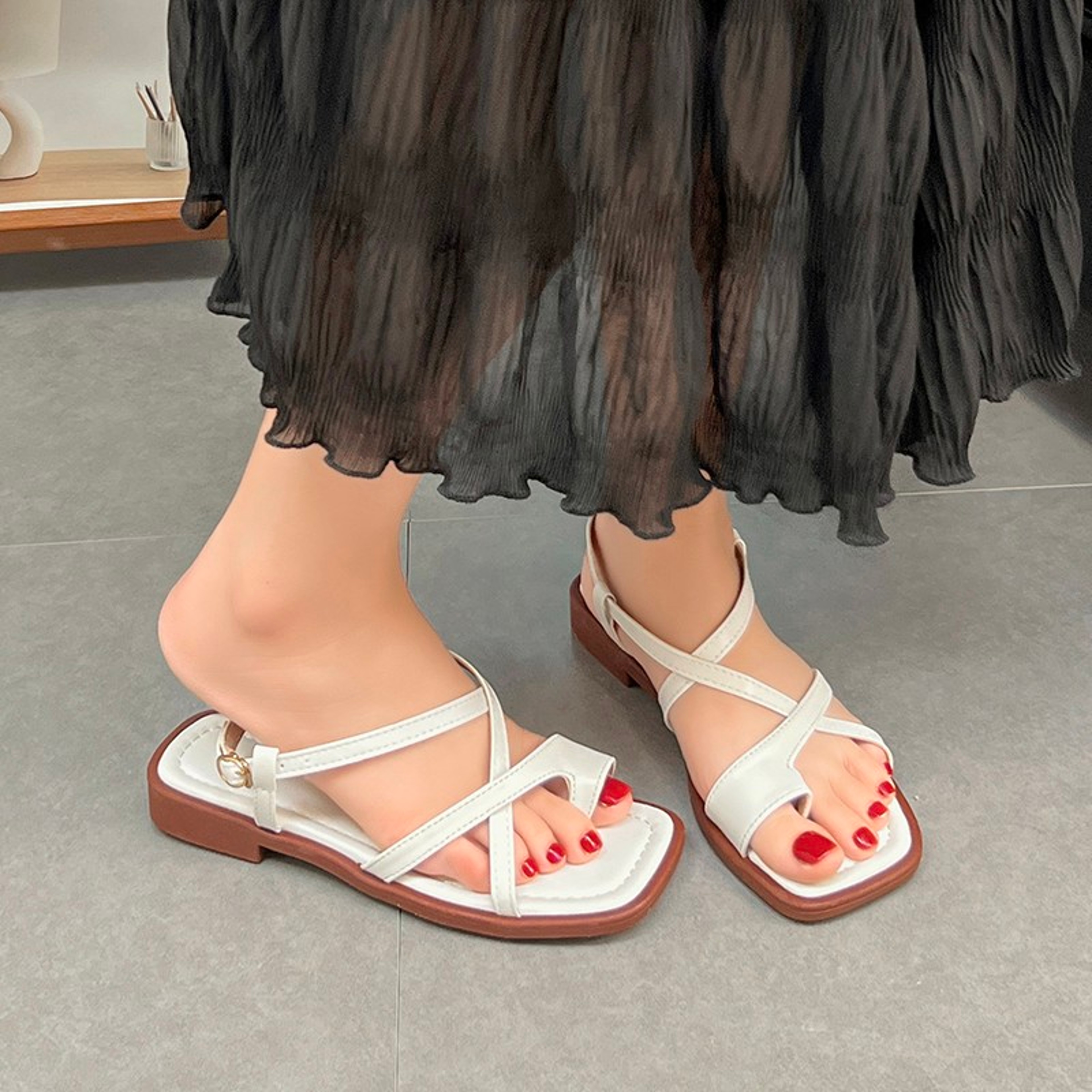 Sandals For Women Summer Simple Fashionable Flats Elastic Band Outdoor Beach Shoes Casual Ladies Ro 0