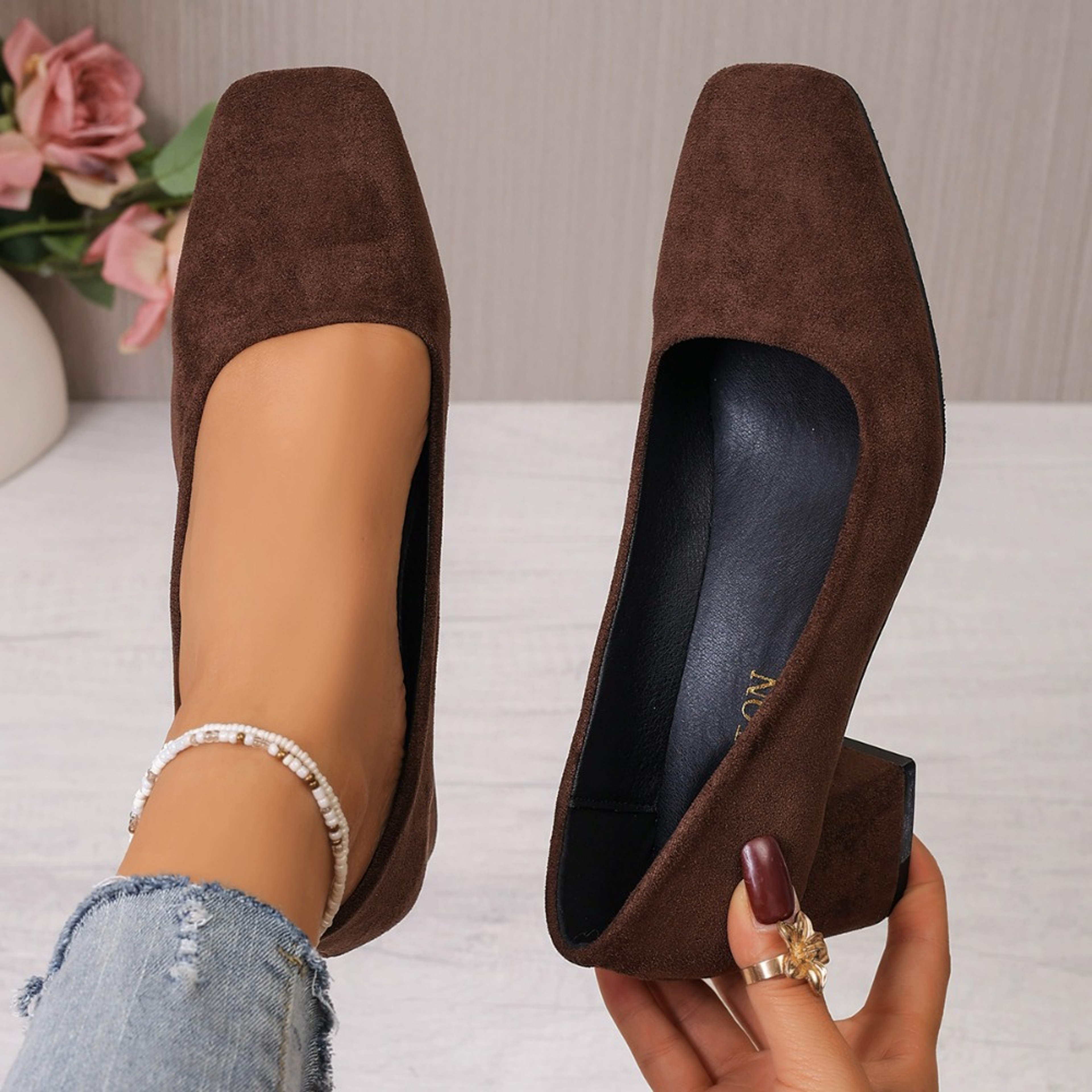 Shallow Women High Heels Shoes, Retro Mid Heels Pumps, Fashion Trend Autumn Designer Walking Dress Shoes – view 2
